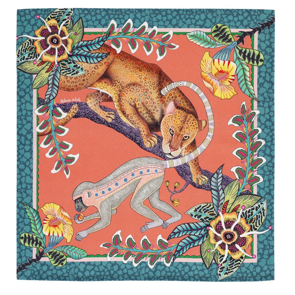 Monkey Tales Napkins (Pair) - Coral