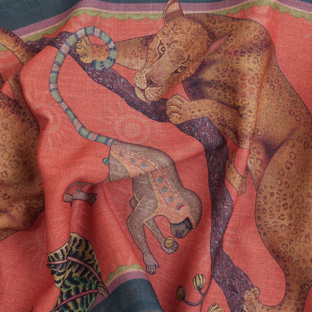 Monkey Tales Linaza Table Runner - Coral