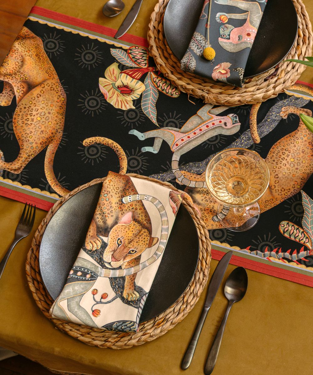 Monkey Tales Cotton Table Runner - Night