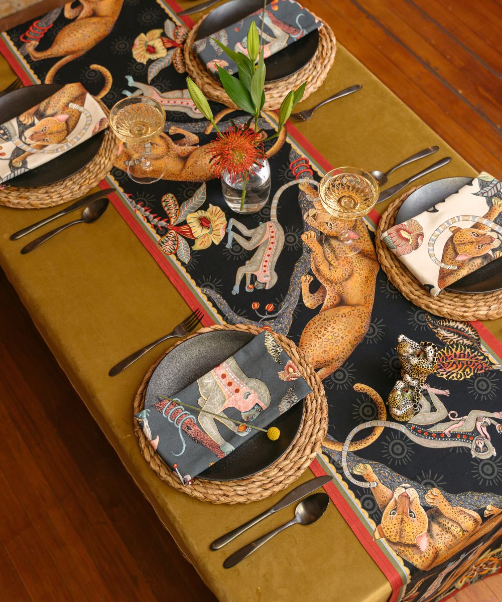 Monkey Tales Cotton Table Runner - Night