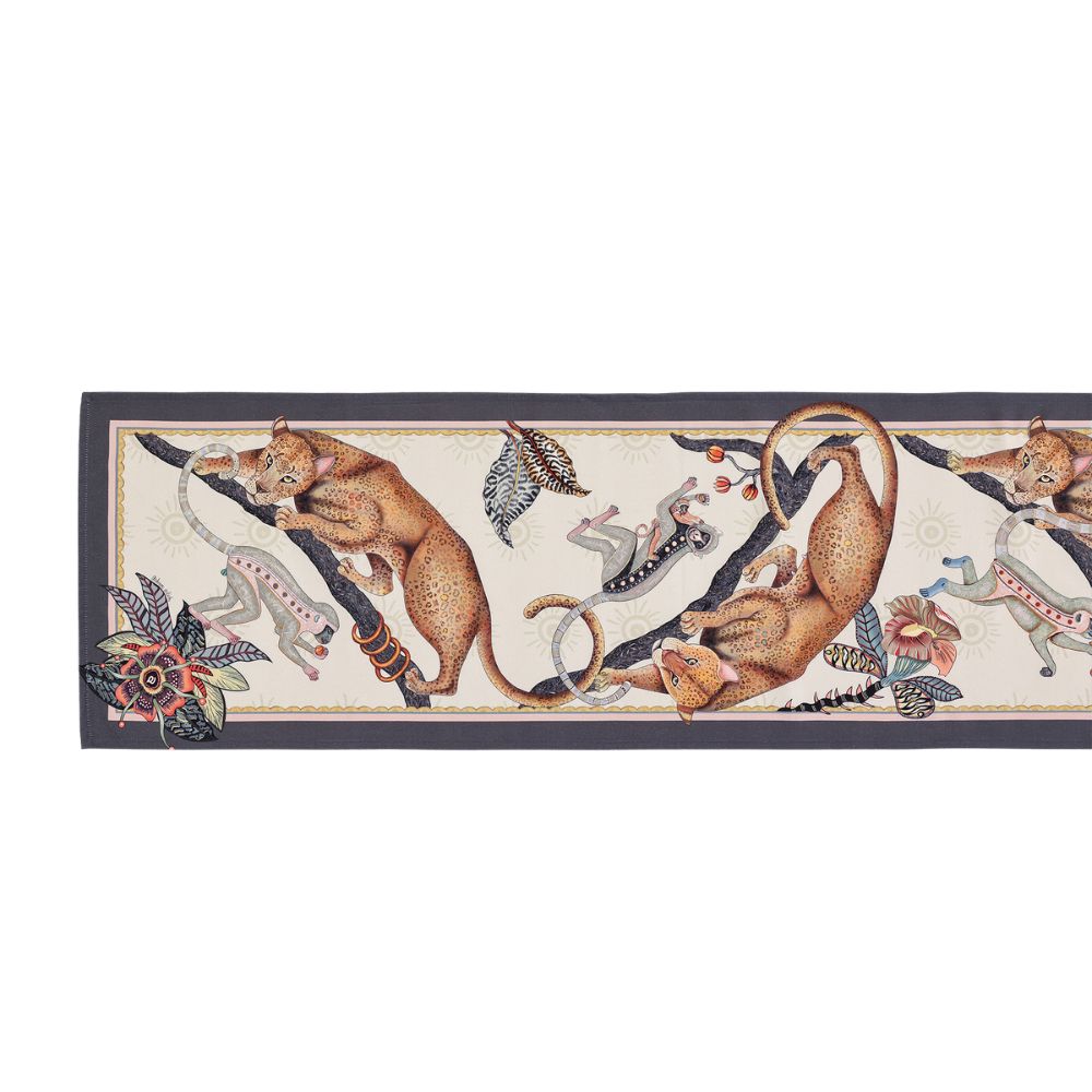 Monkey Tales Cotton Table Runner - Stone