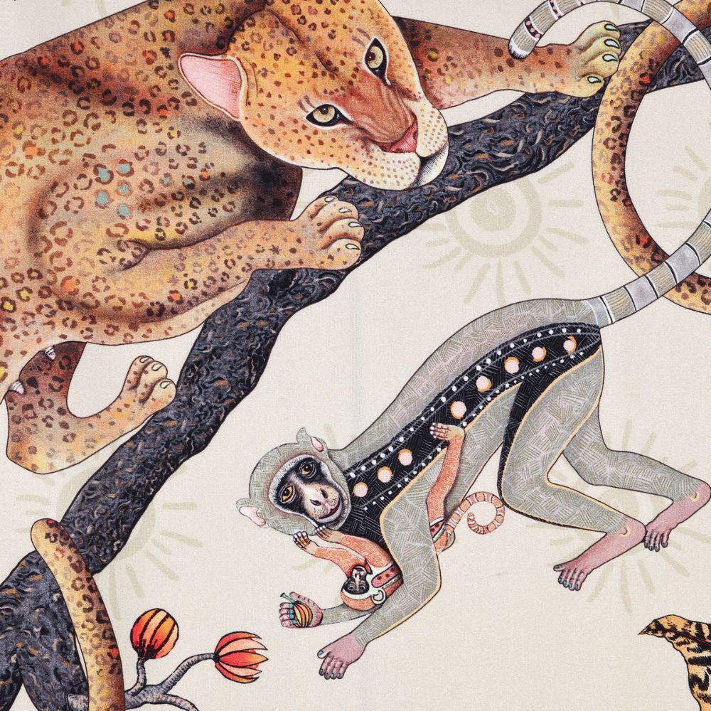 Monkey Tales Cotton Table Runner - Stone
