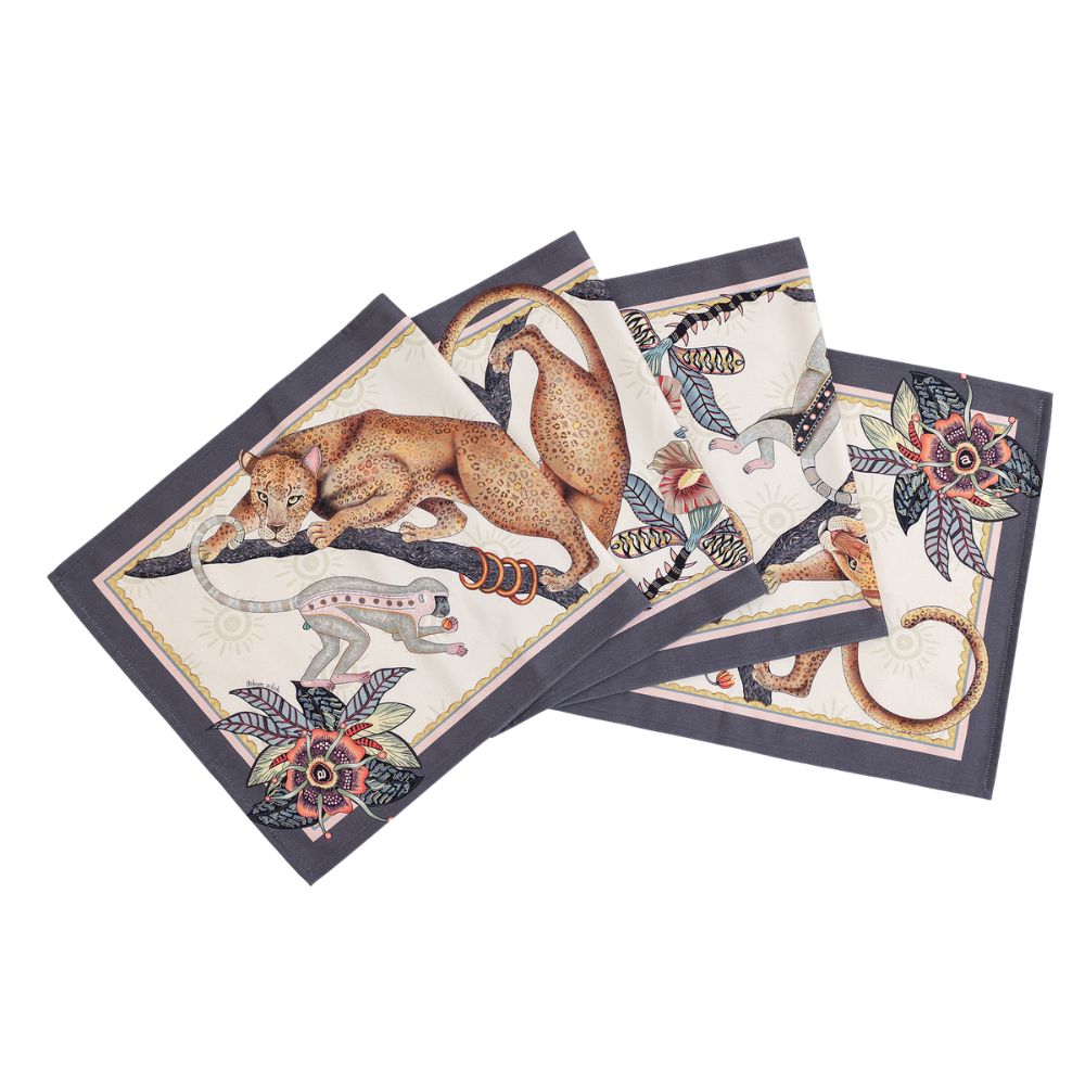 Monkey Tales Cotton Table Runner - Stone