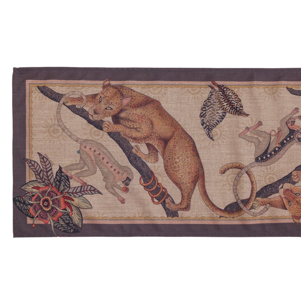 Monkey Tales Linaza Table Runner - Stone