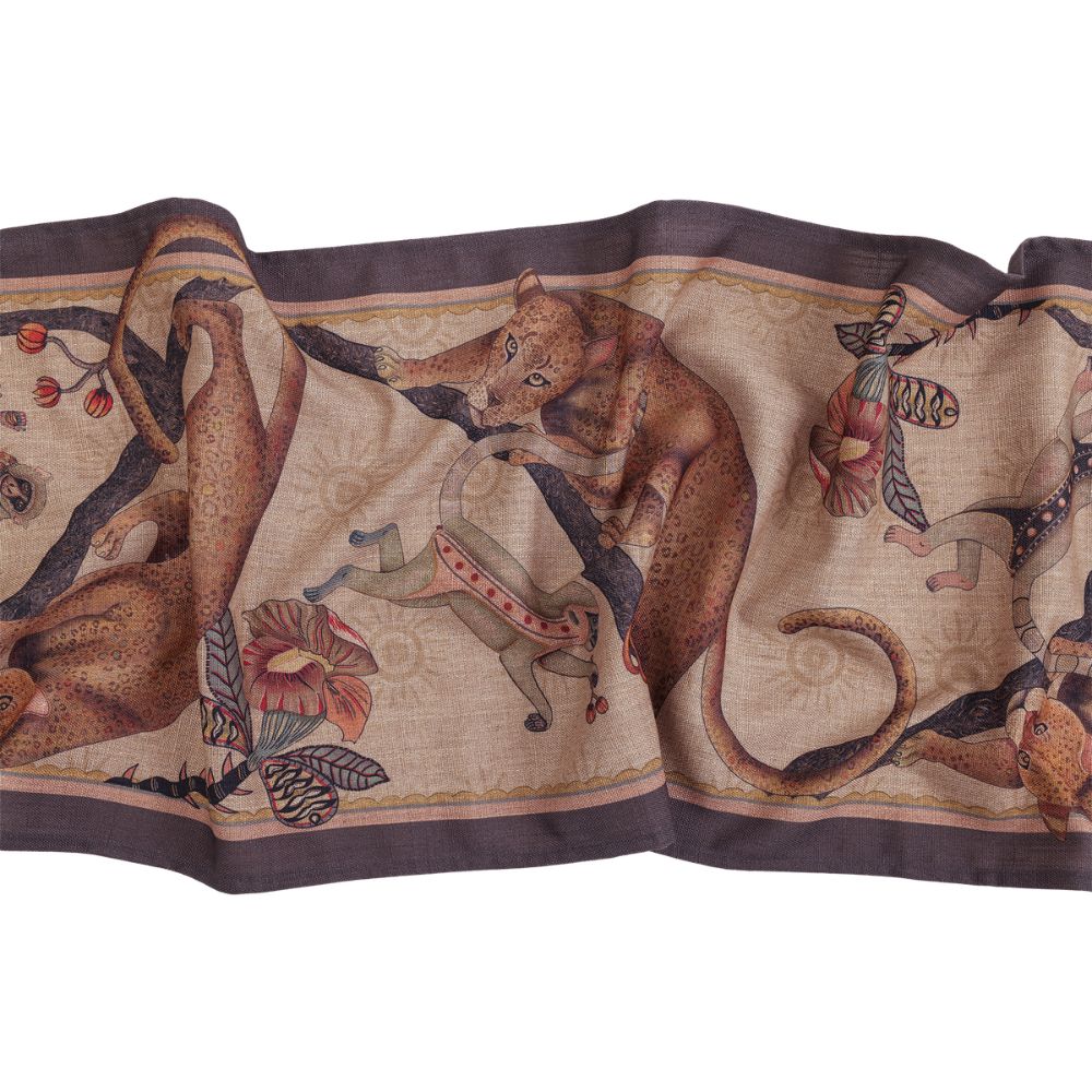 Monkey Tales Linaza Table Runner - Stone