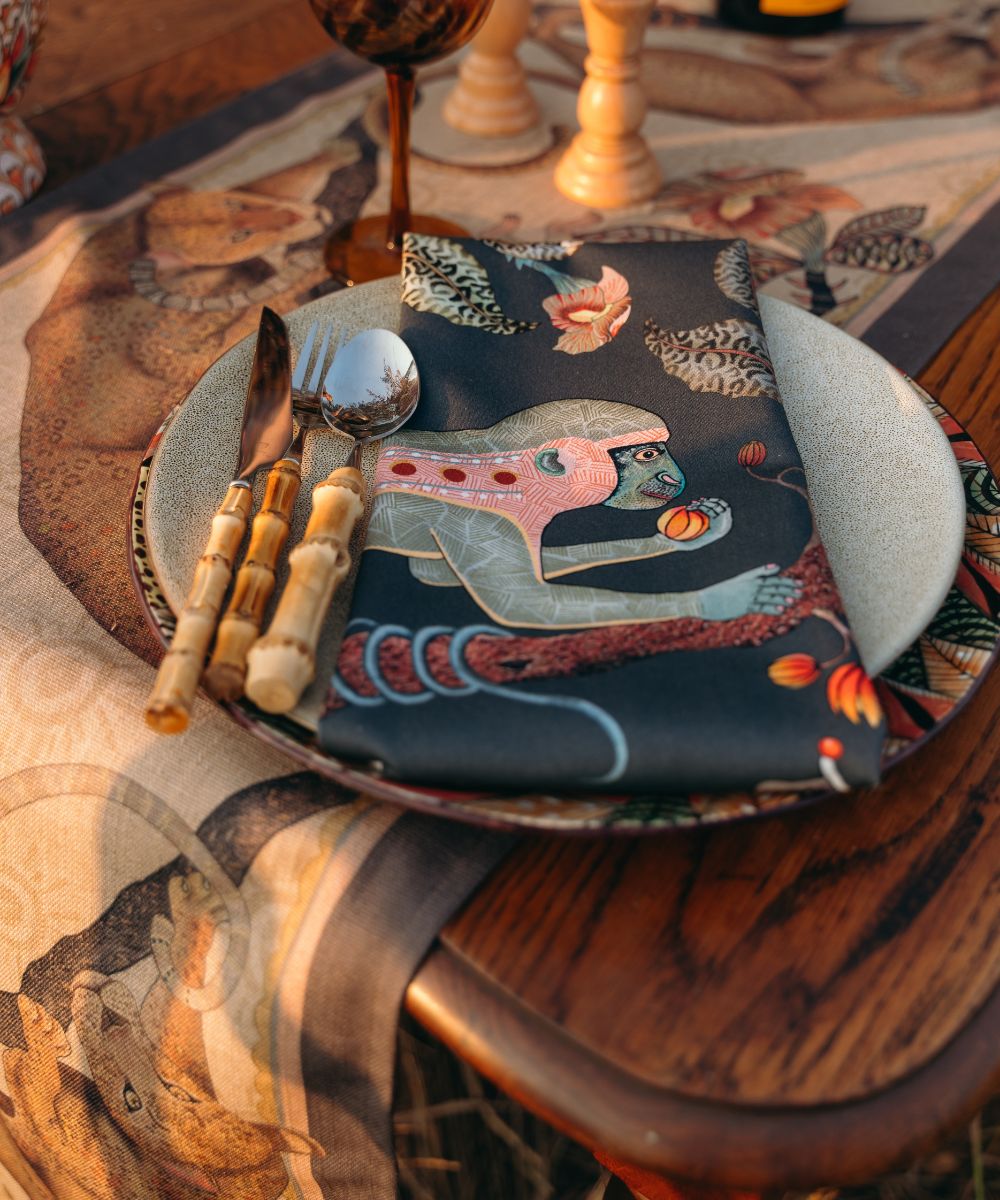 Monkey Tales Linaza Table Runner - Stone