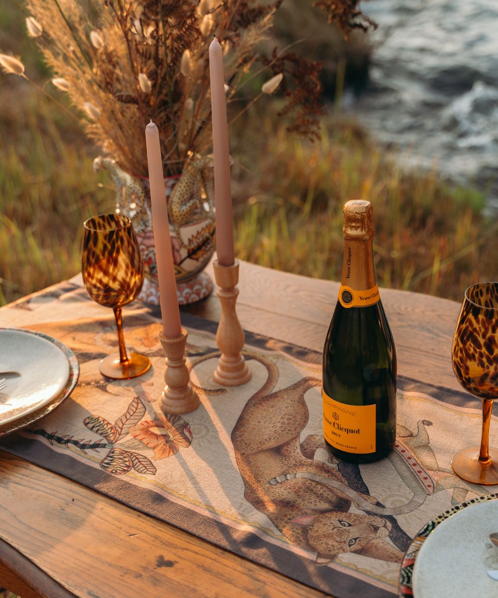 Monkey Tales Linaza Table Runner - Stone
