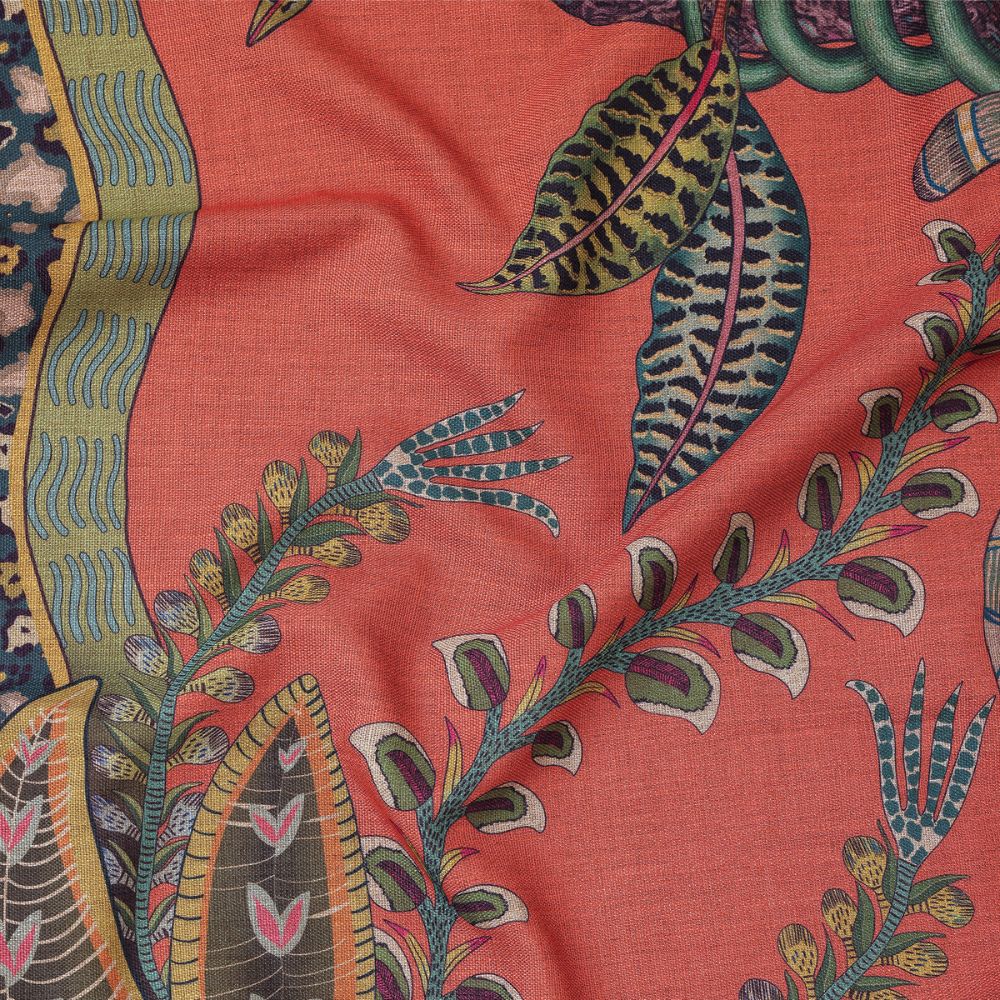 Monkey Tales Linaza Tablecloth - Coral