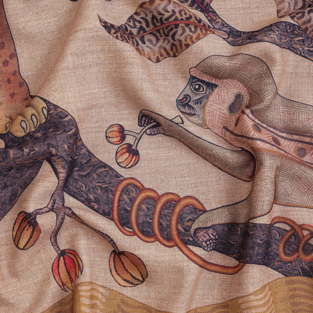 Monkey Tales Linaza Tablecloth - Stone