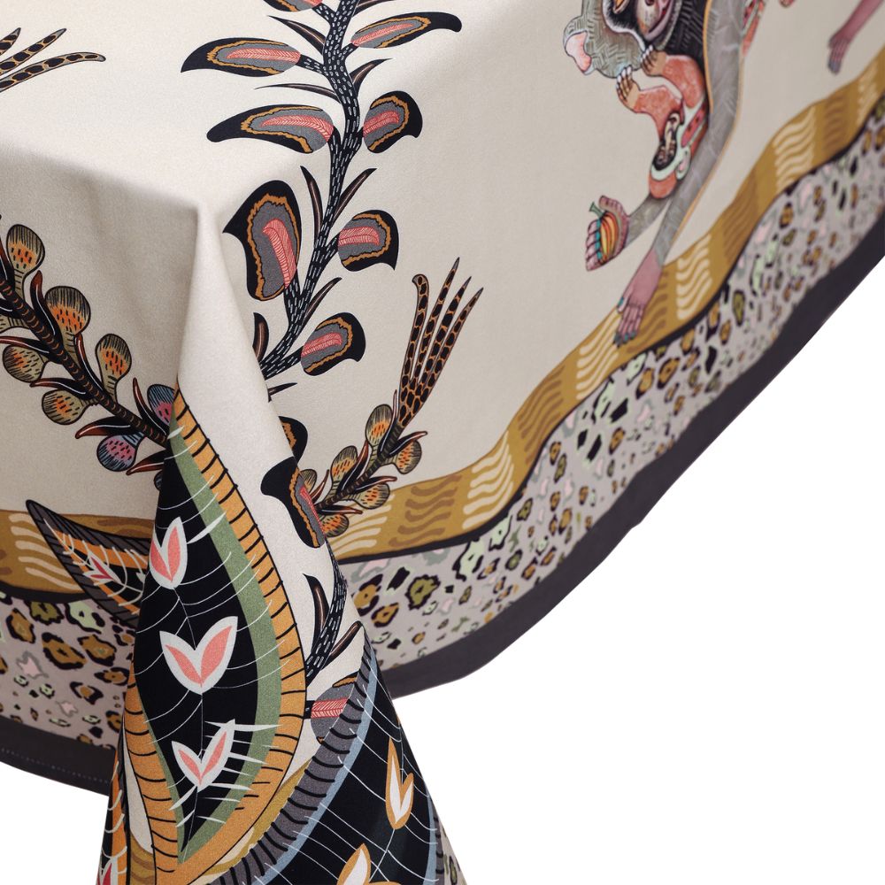 Monkey Tales Cotton Tablecloth - Stone