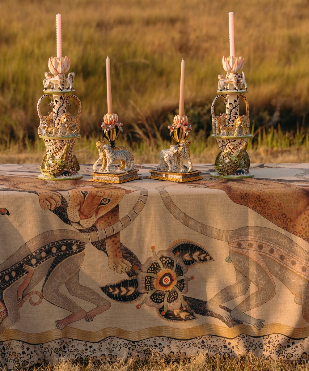 Monkey Tales Linaza Tablecloth - Stone