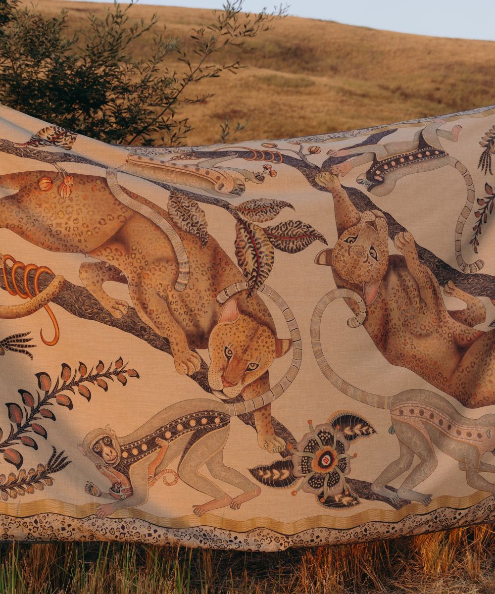 Monkey Tales Linaza Tablecloth - Stone