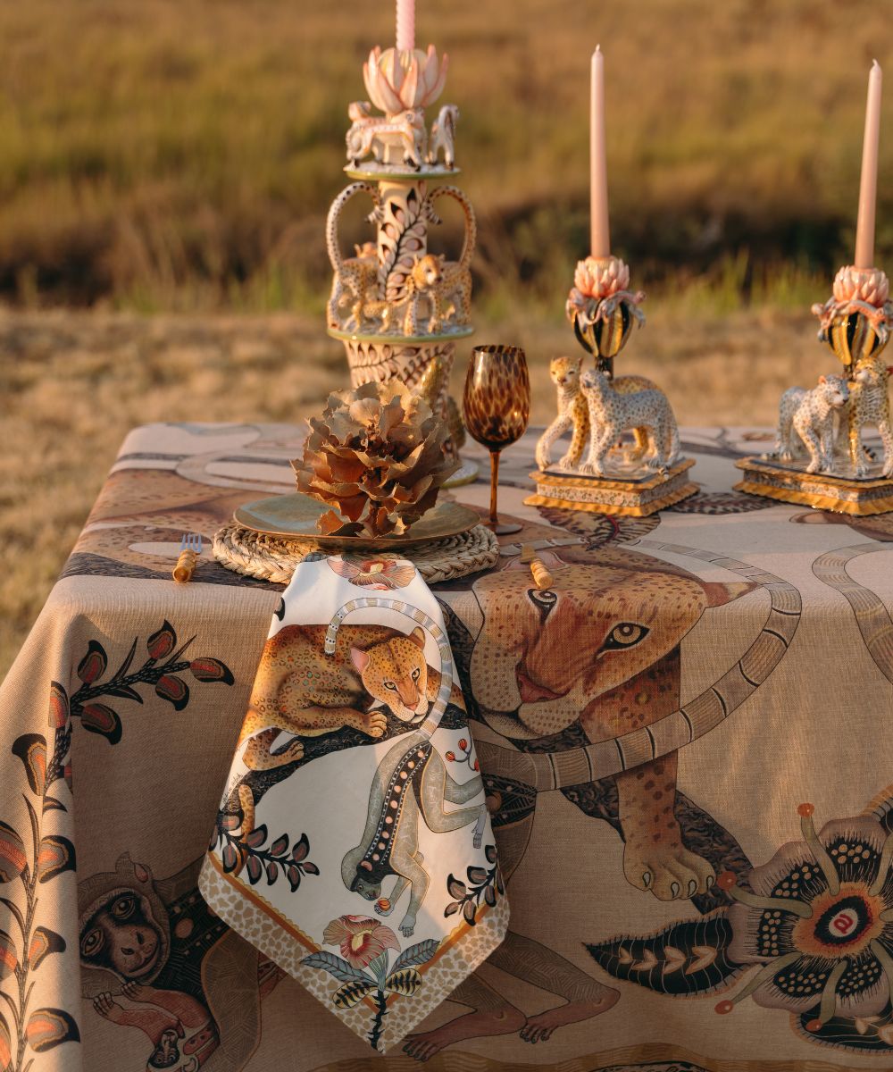 Monkey Tales Linaza Tablecloth - Stone