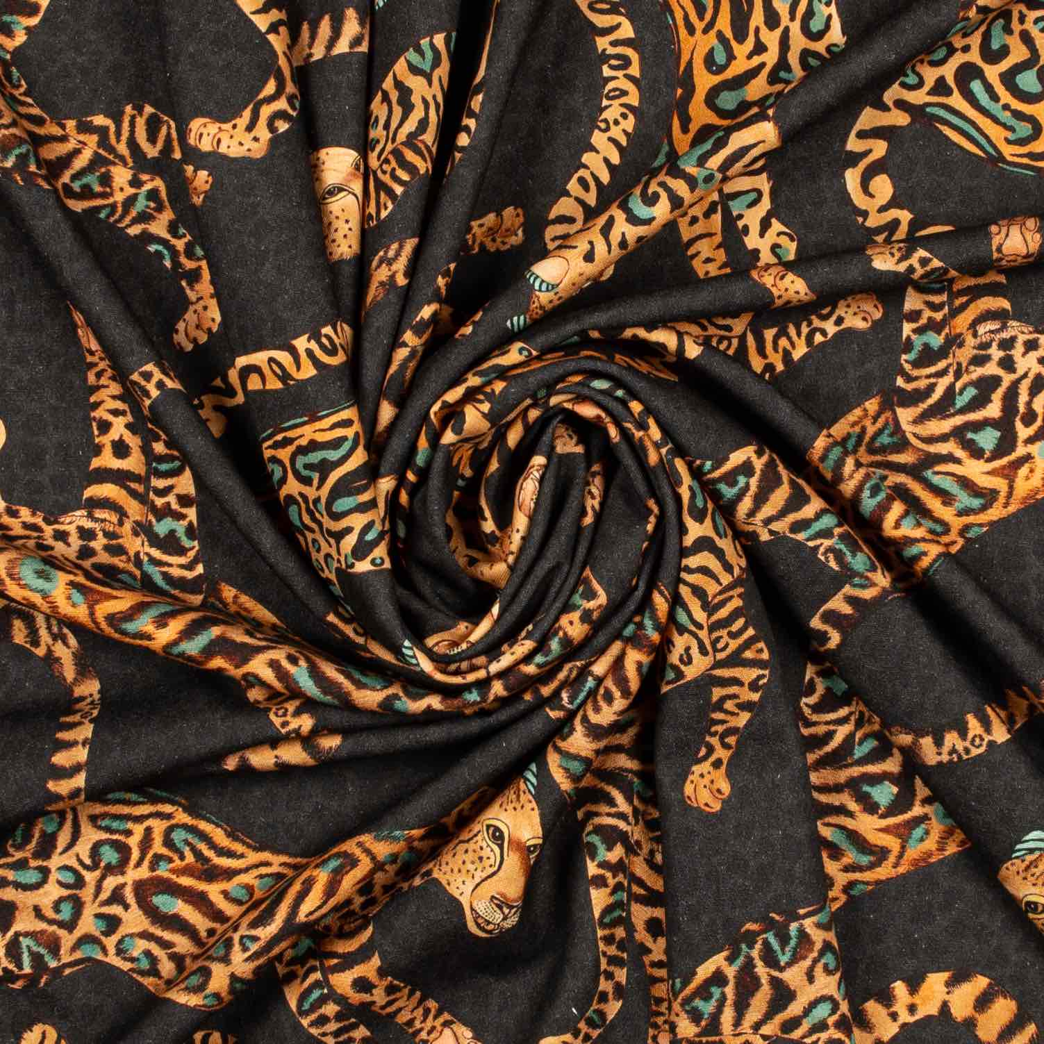 Cheetah Kings Fabric - Linen - Amber
