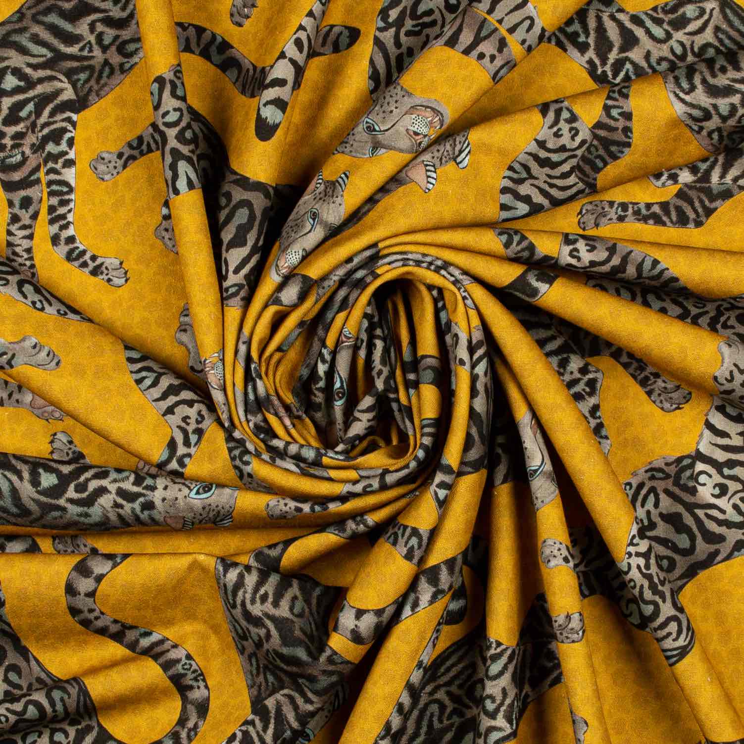 Cheetah Kings Fabric - Linen - Gold