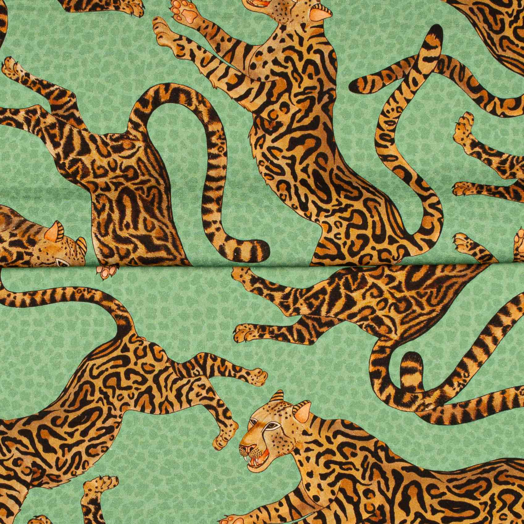 Cheetah Kings Fabric - Linen - Jade