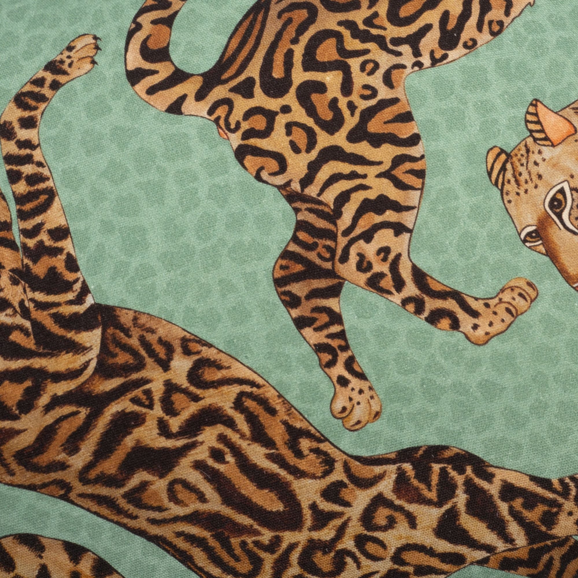 Cheetah Kings Fabric - Linen - Jade