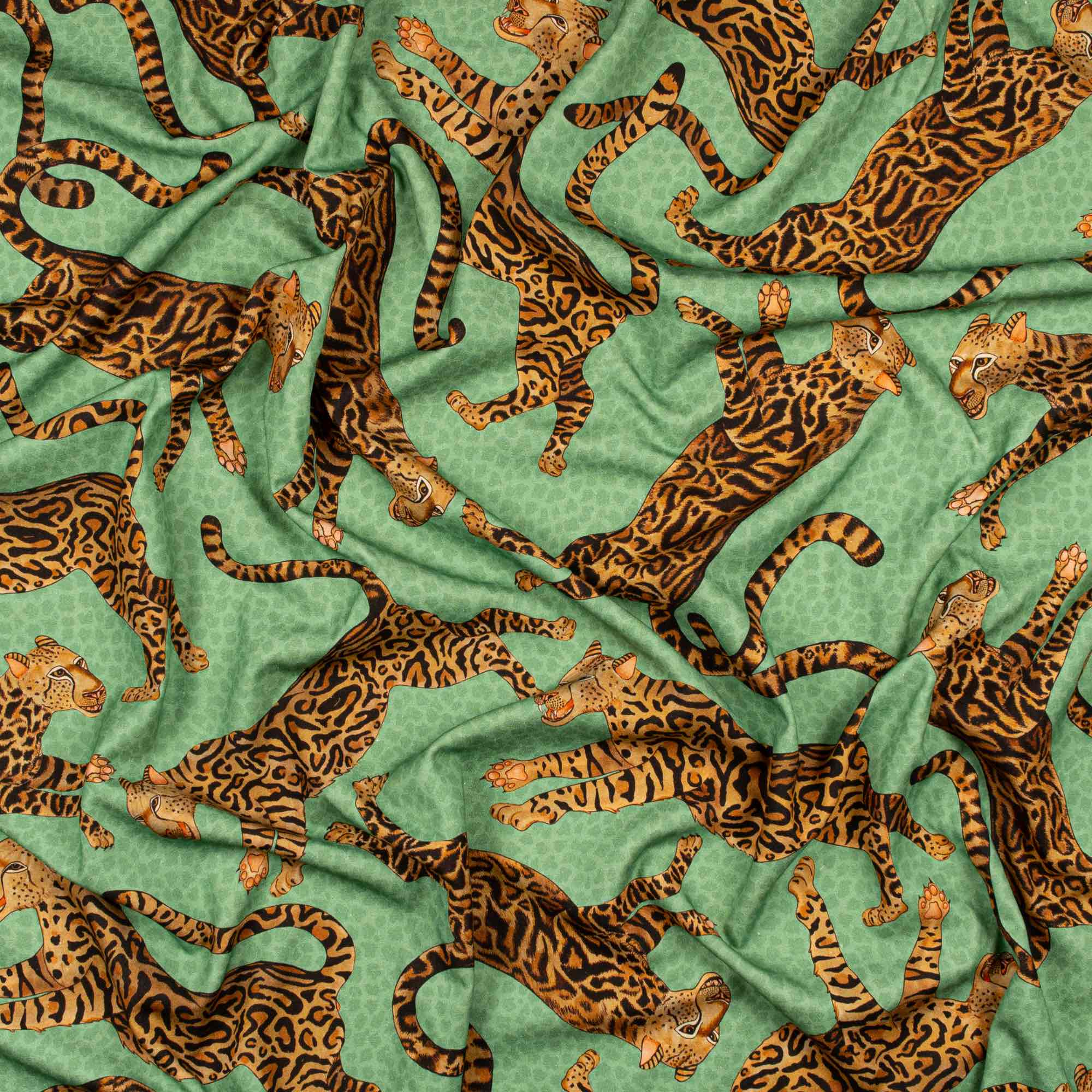 Cheetah Kings Fabric - Linen - Jade