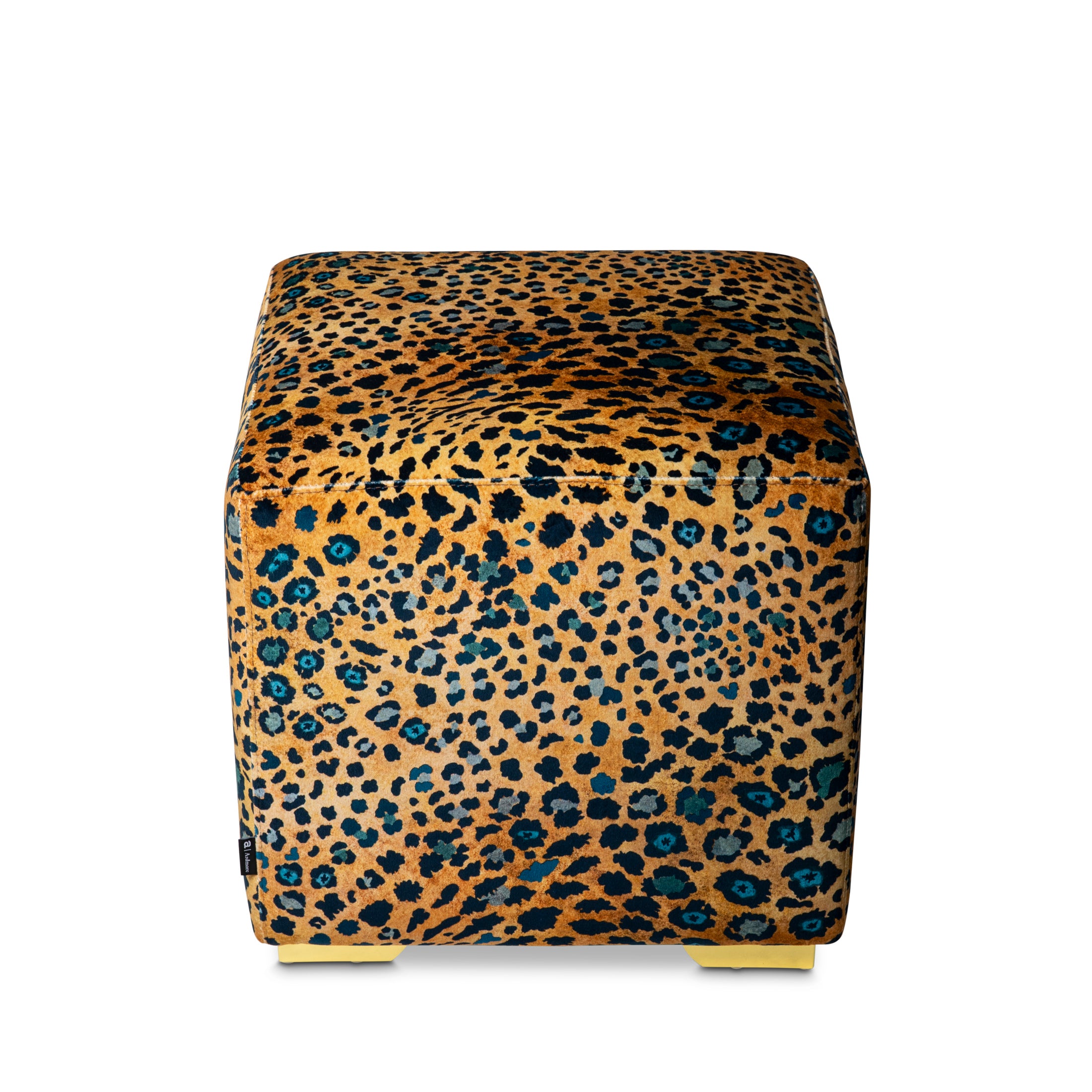 Safari Spot Velvet Midnight Cube Ottoman