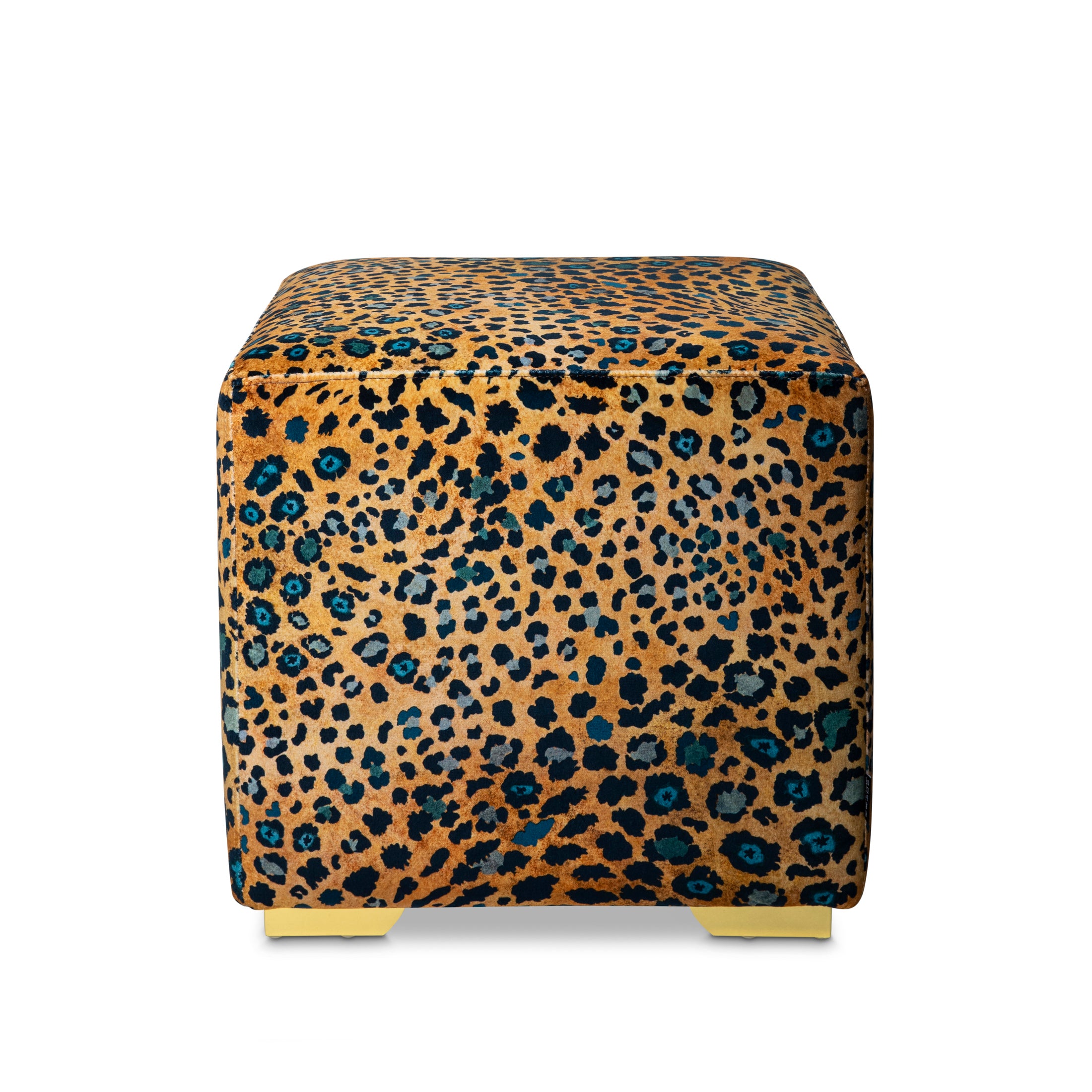 Safari Spot Velvet Midnight Cube Ottoman