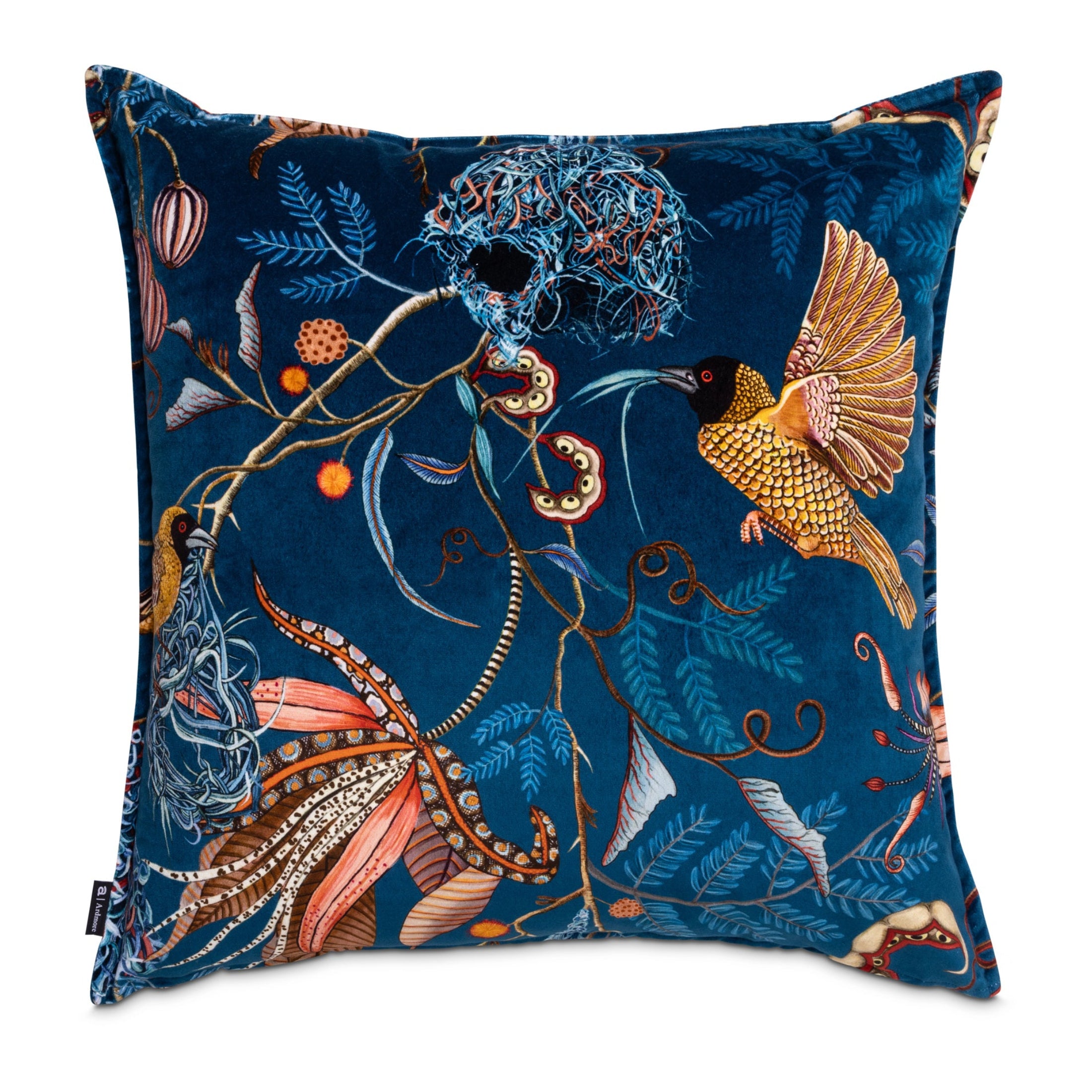 Thanda Nest Velvet Pillow - Midnight