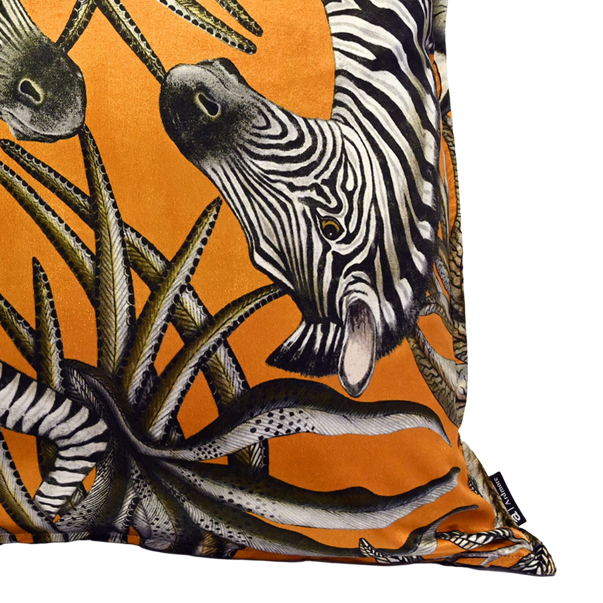Thanda Stripe Pillow - Velvet - Flame
