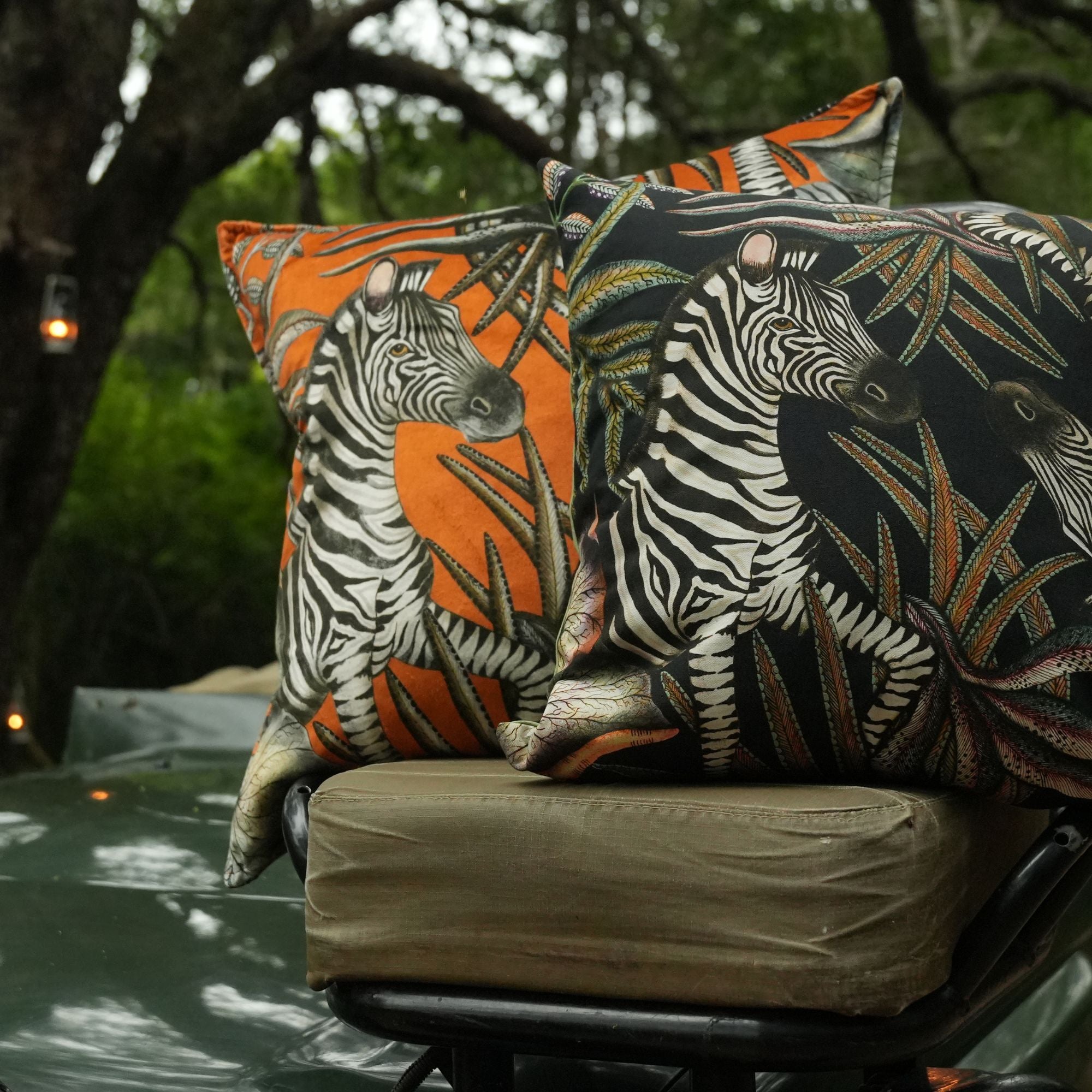 Thanda Stripe Pillow - Velvet - Flame