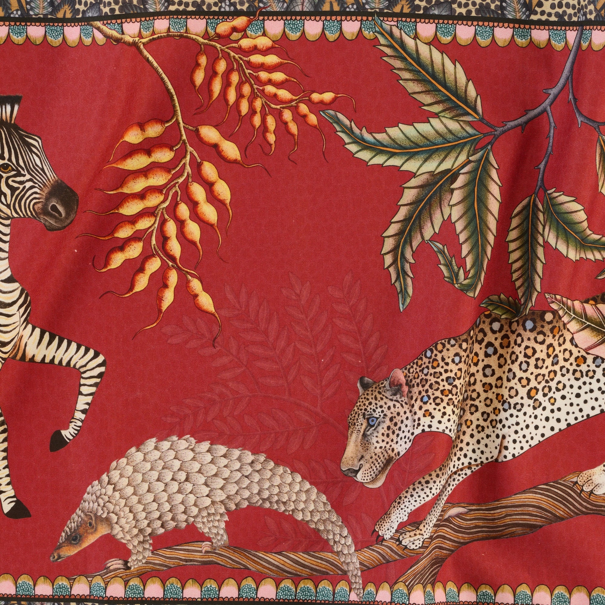 Pangolin Park Table Runner - Royal Red