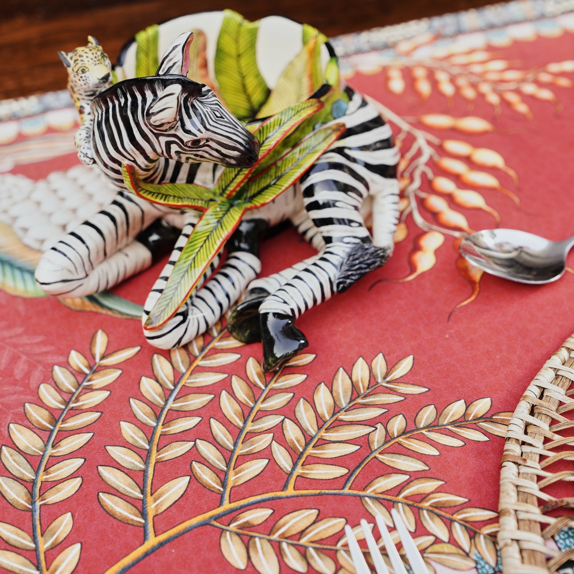 Pangolin Park Table Runner - Royal Red