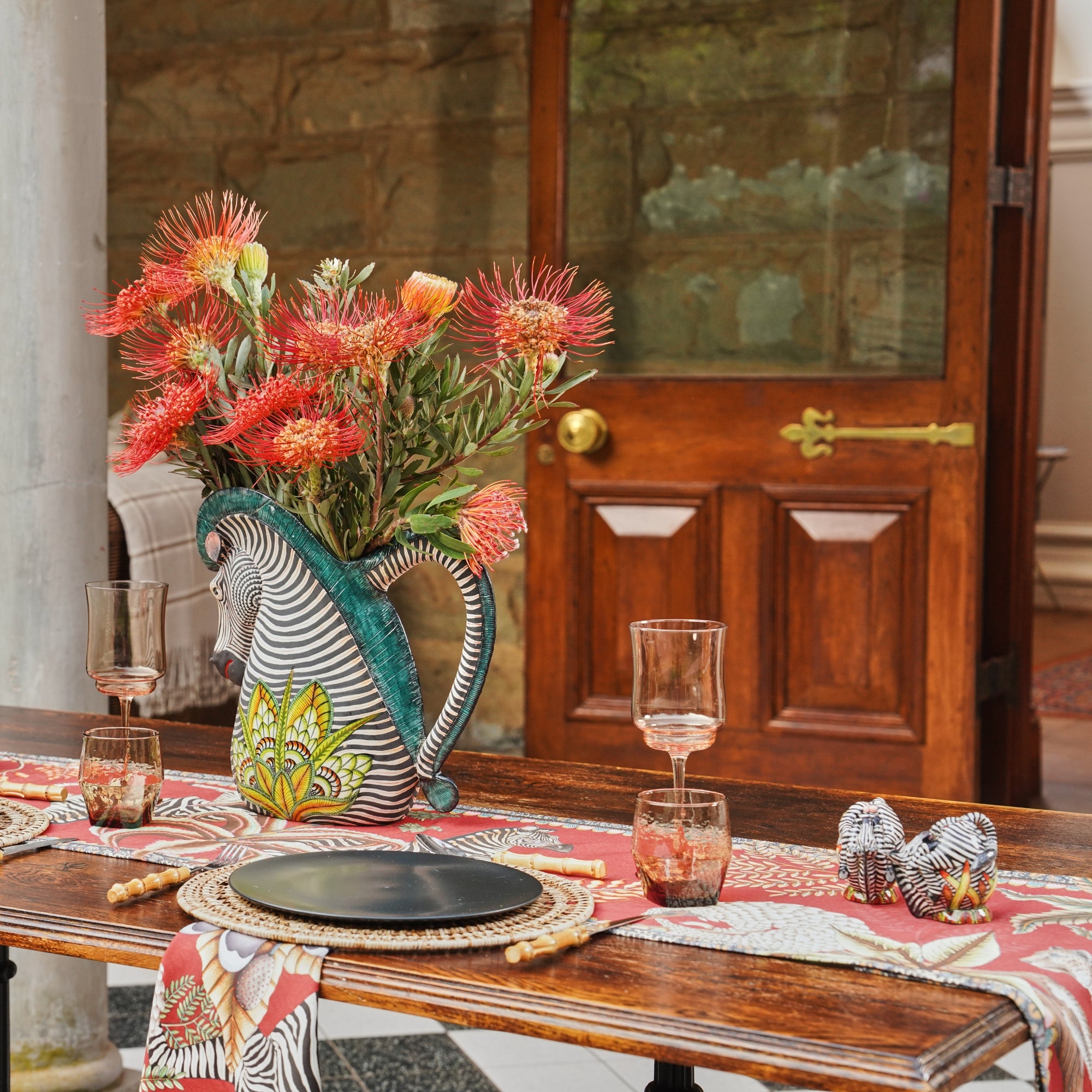 Pangolin Park Table Runner - Royal Red