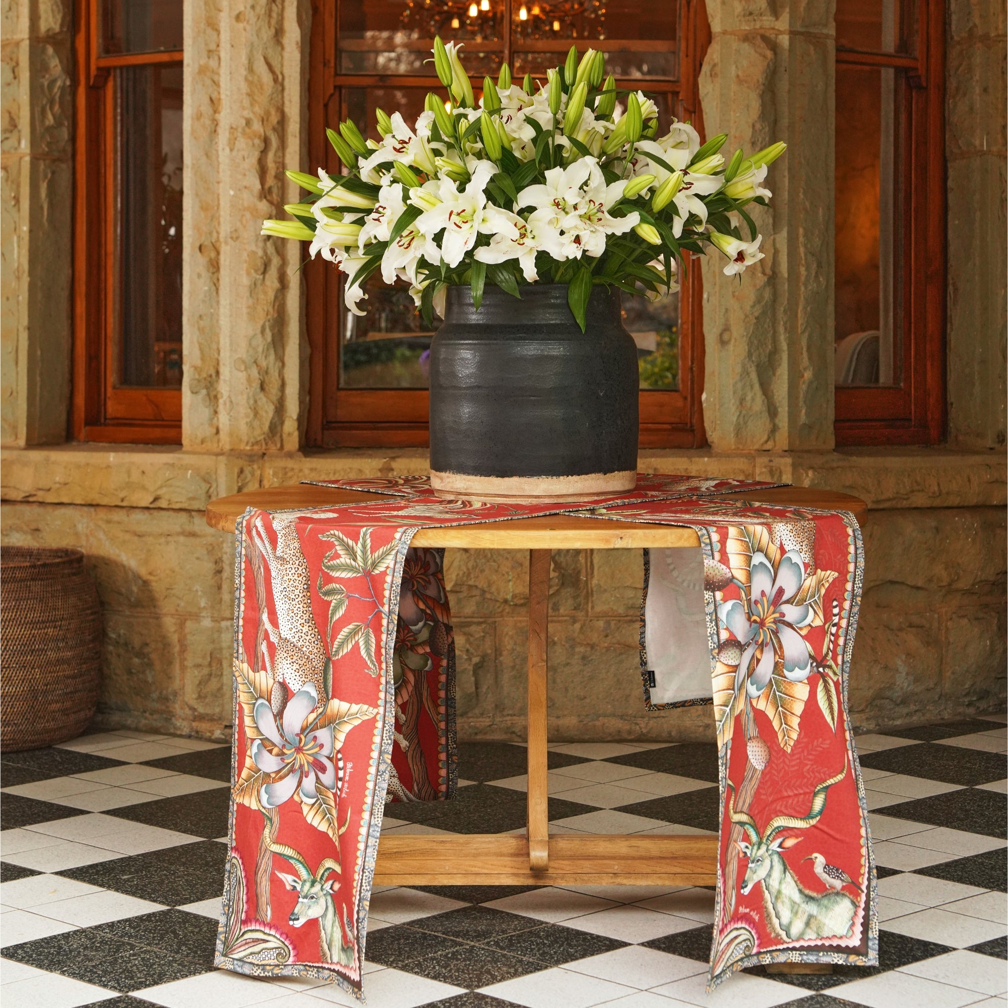 Pangolin Park Table Runner - Royal Red