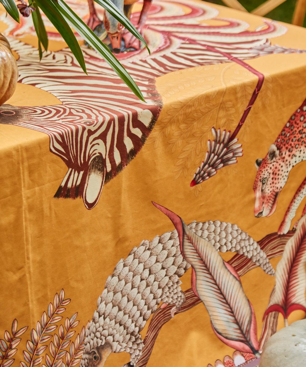 Pangolin Park Tablecloth - Cotton - Flame - Square
