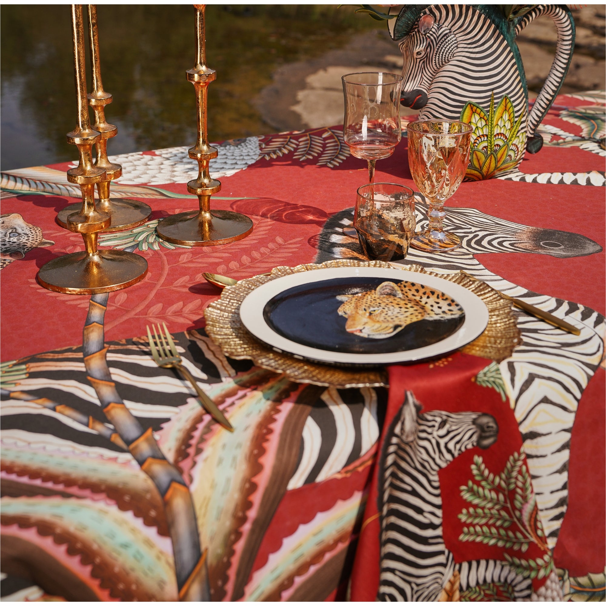 Pangolin Park Tablecloth - Royal Red