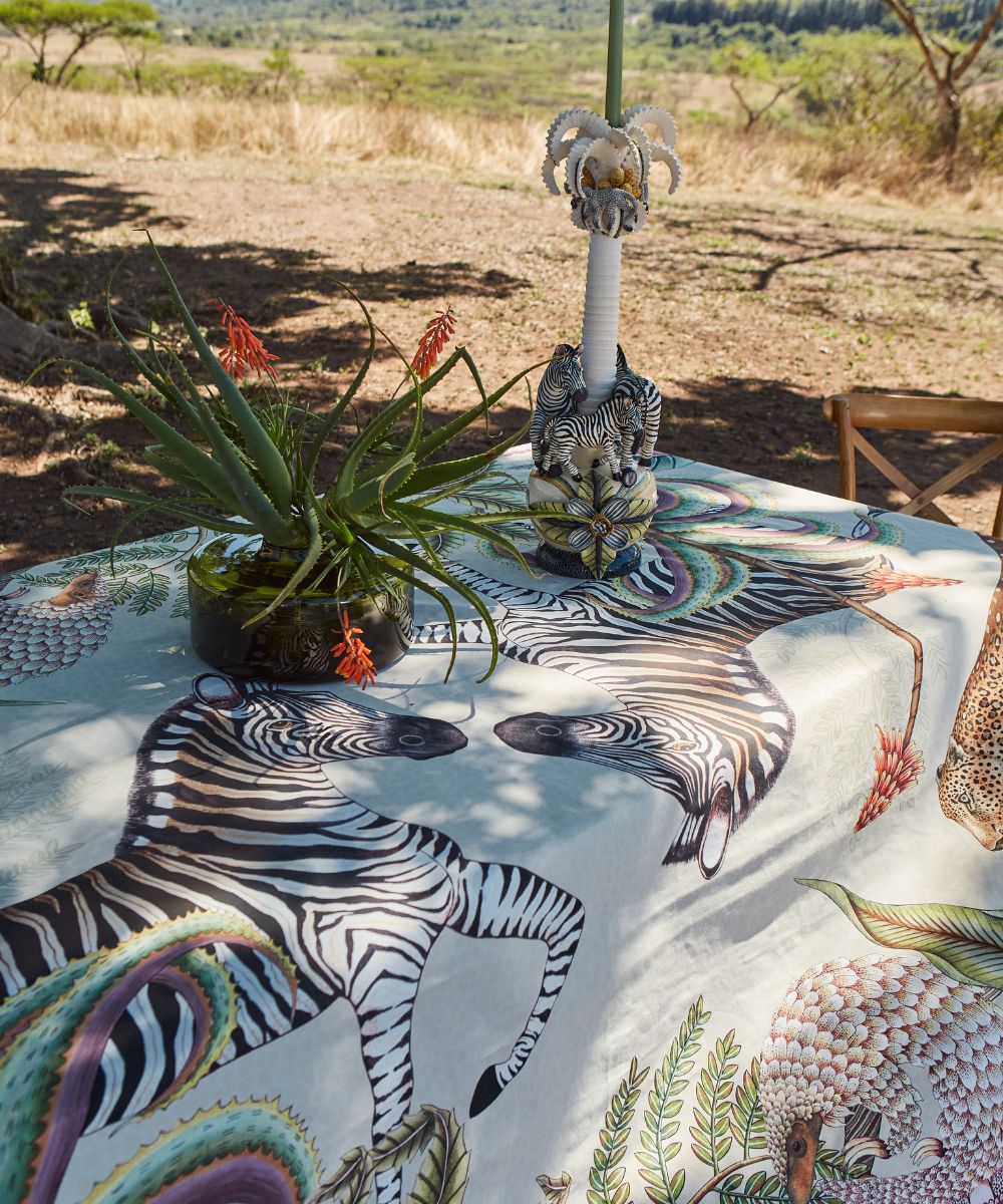 Pangolin Park Tablecloth - Cotton - Stone - Large