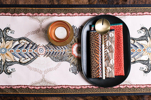 Feather Napkins (Pair) - Coral