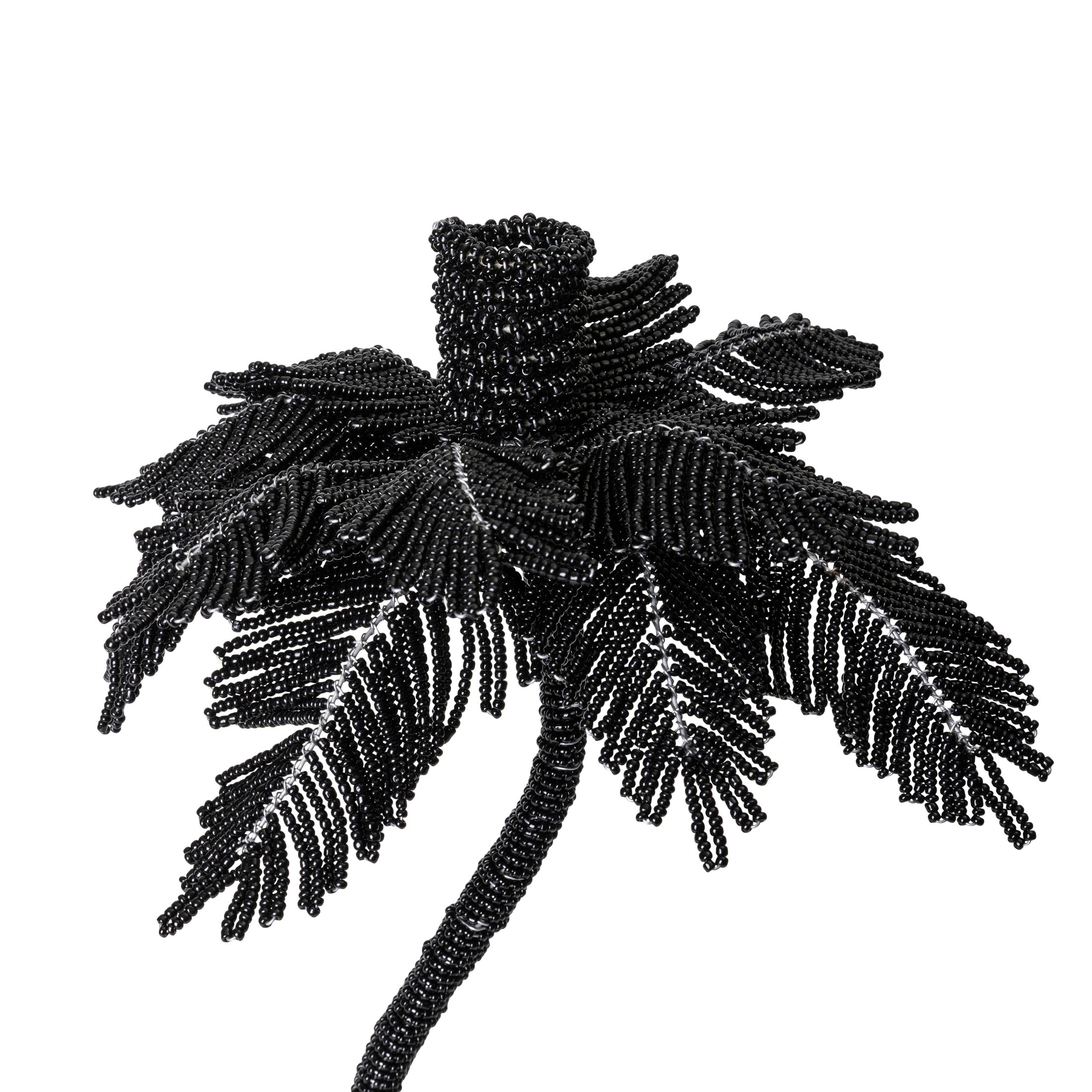 Desert Palm Tree Beaded Candlestick - Black