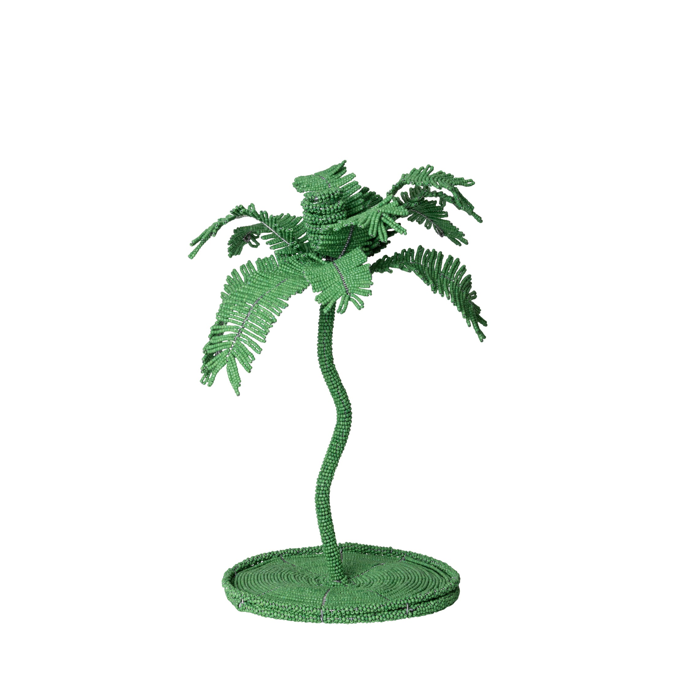 Desert Palm Tree Beaded Candlestick - Jade Green