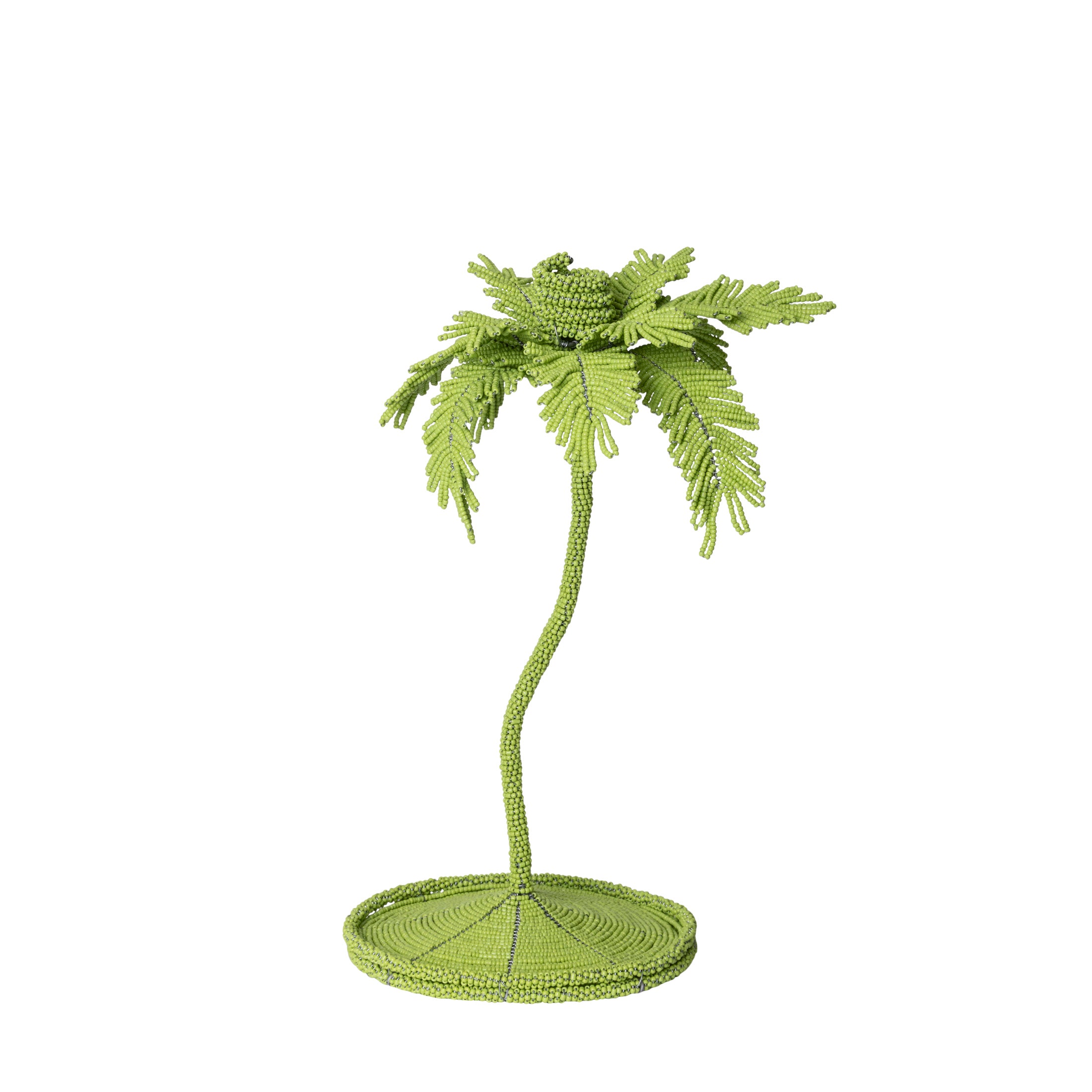 Desert Palm Tree Beaded Candlestick - Lime Green