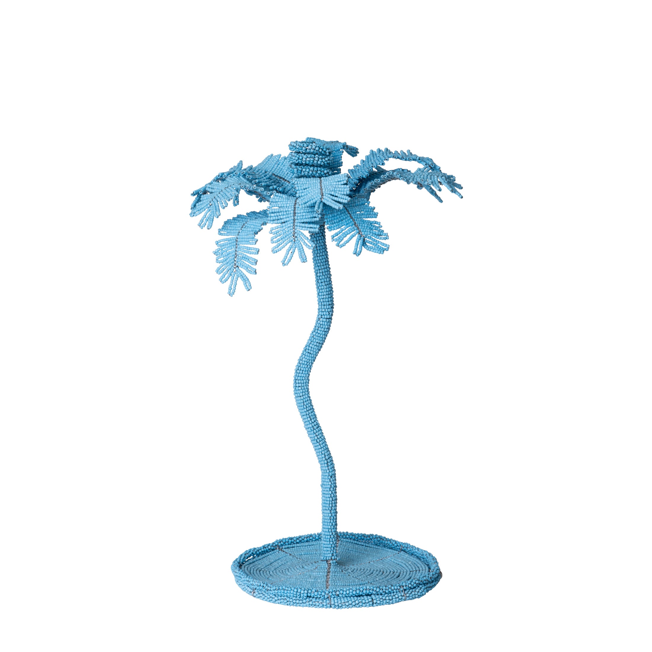 Desert Palm Tree Beaded Candlestick - Sky Blue