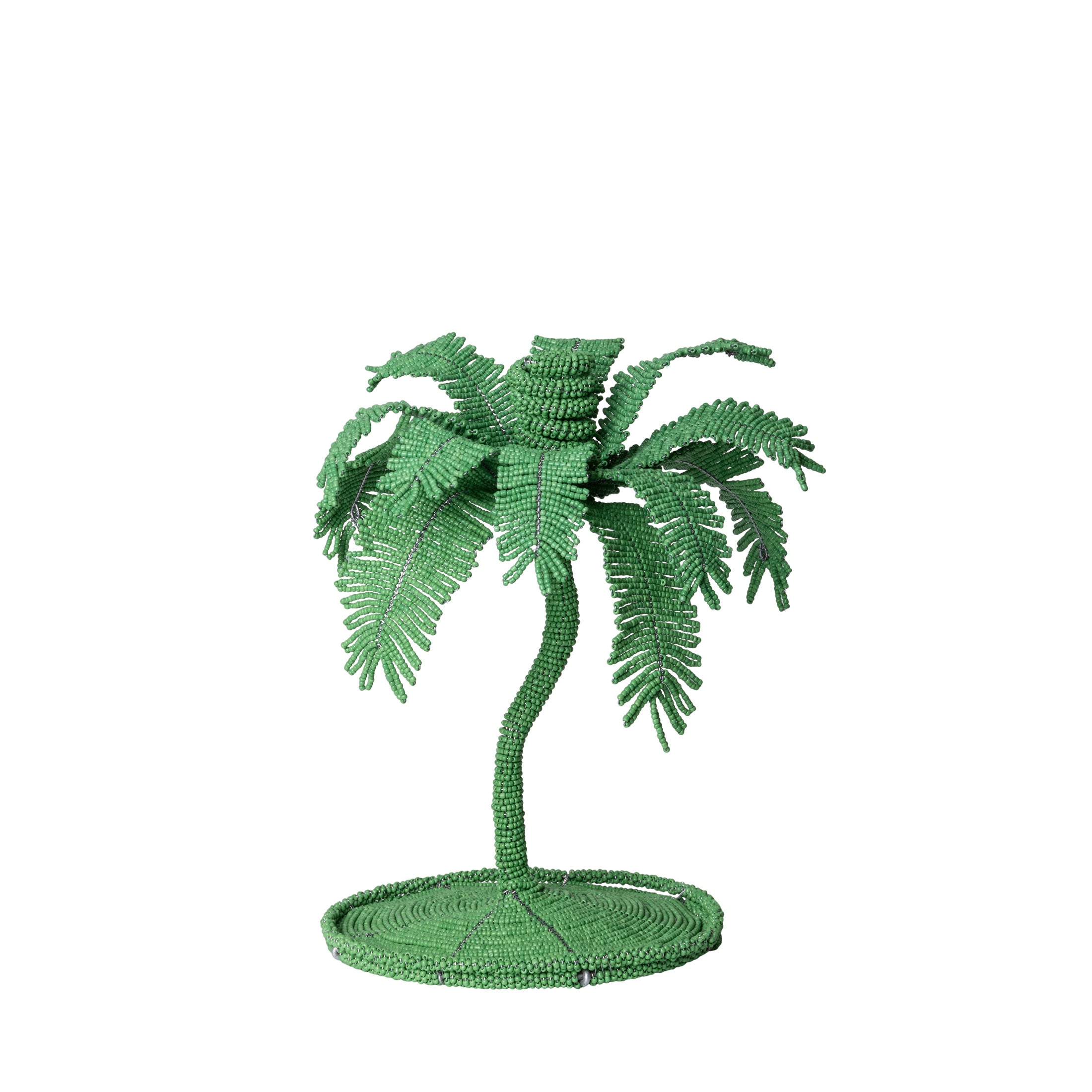 Desert Palm Tree Beaded Candlestick - Jade Green