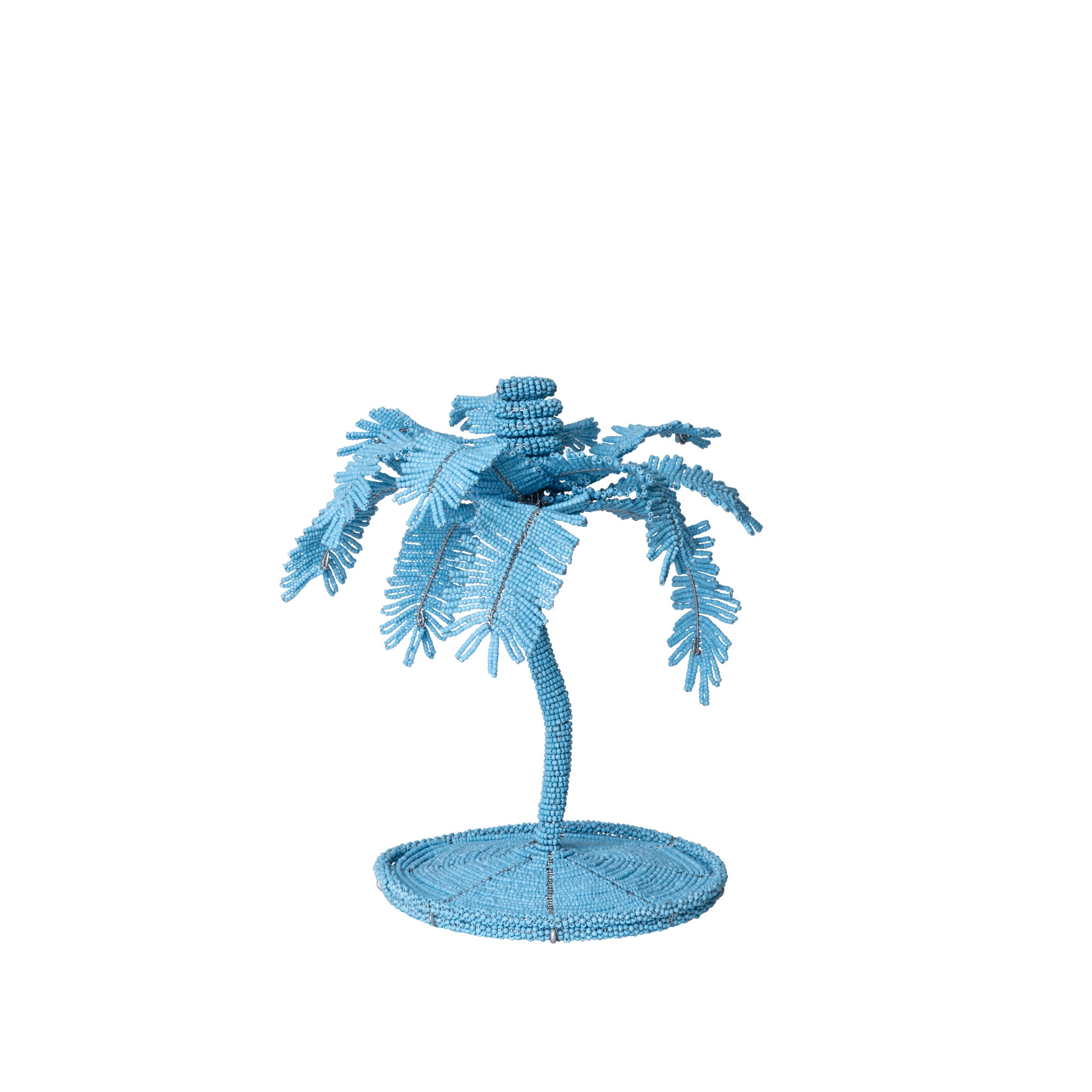 Desert Palm Tree Beaded Candlestick - Sky Blue
