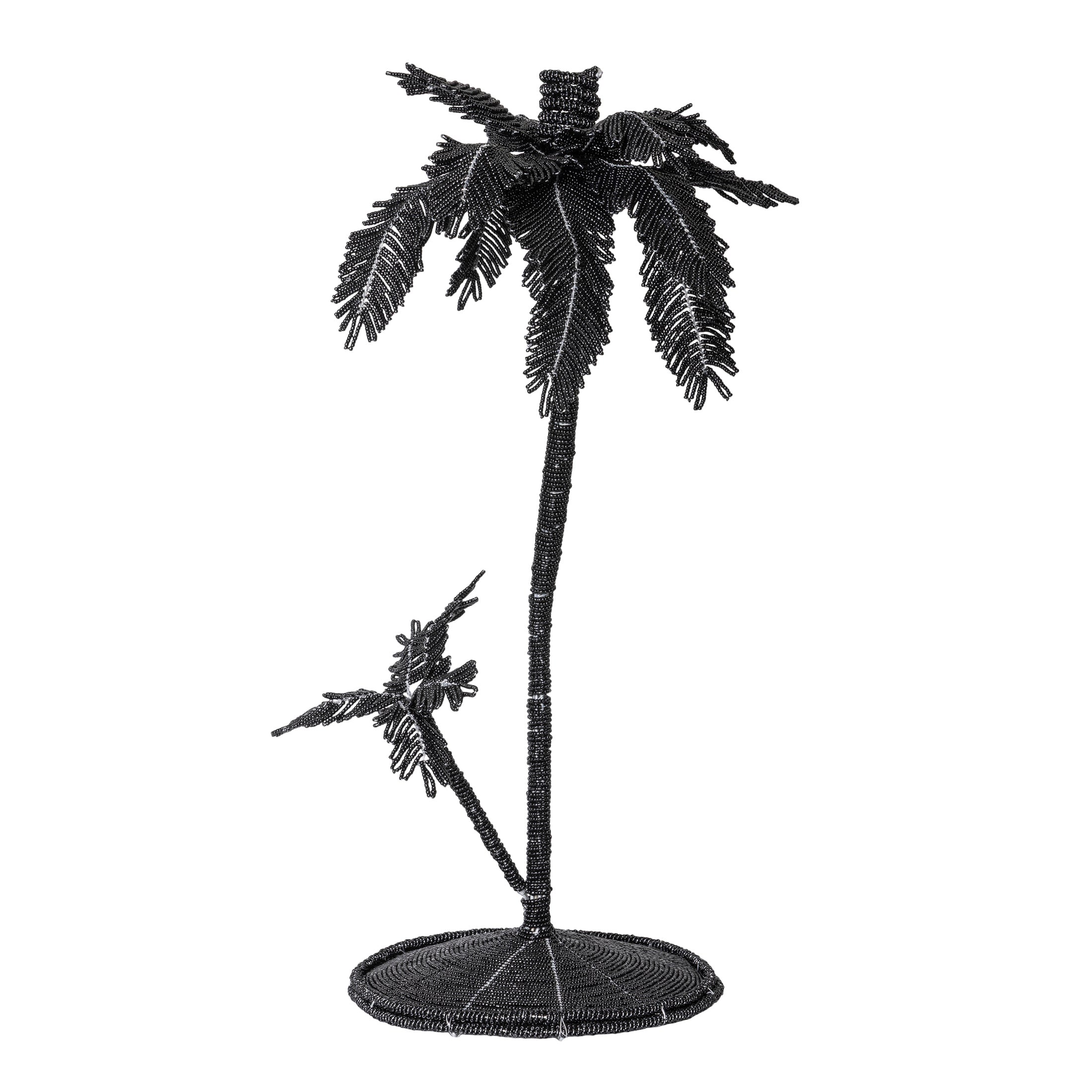 Desert Palm Tree Beaded Candlestick - Black