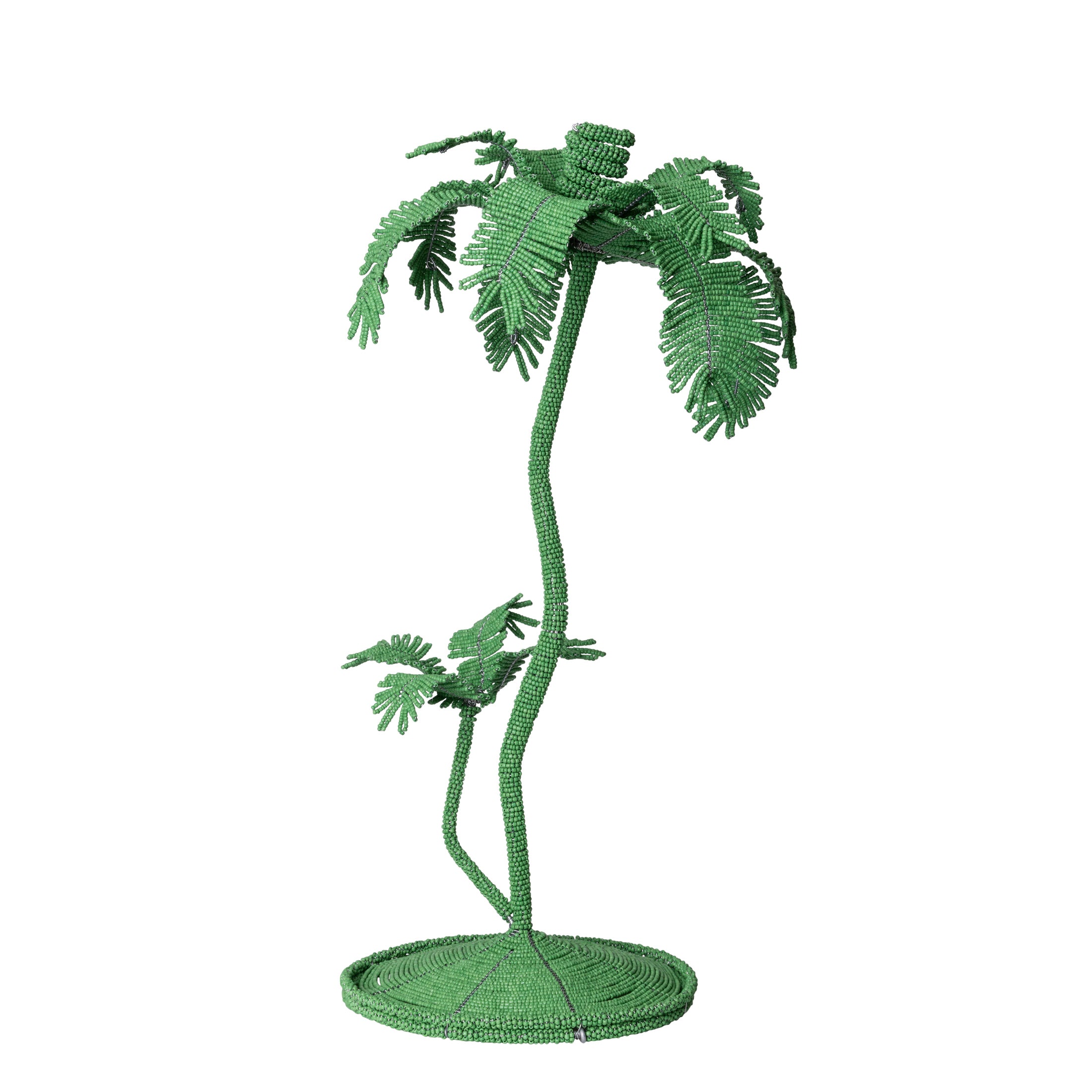 Desert Palm Tree Beaded Candlestick - Jade Green