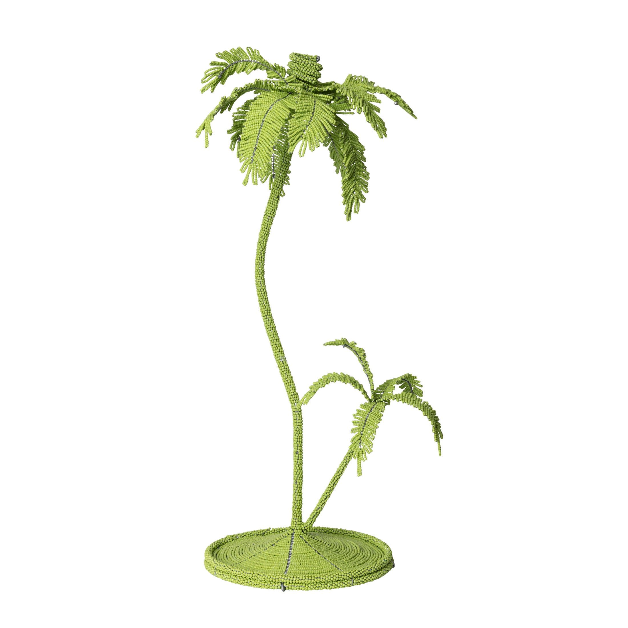 Desert Palm Tree Beaded Candlestick - Lime Green