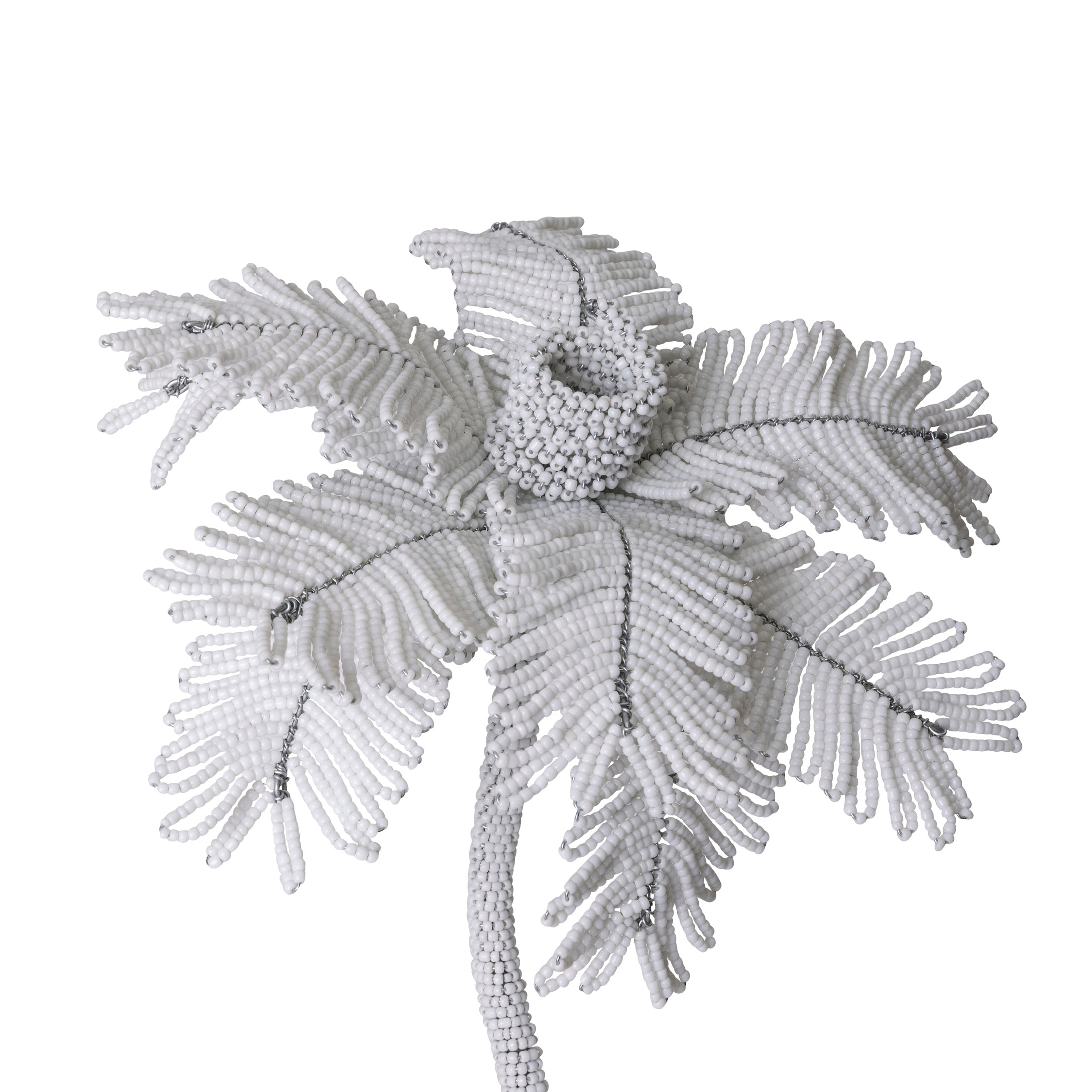 Desert Palm Tree Beaded Candlestick - White