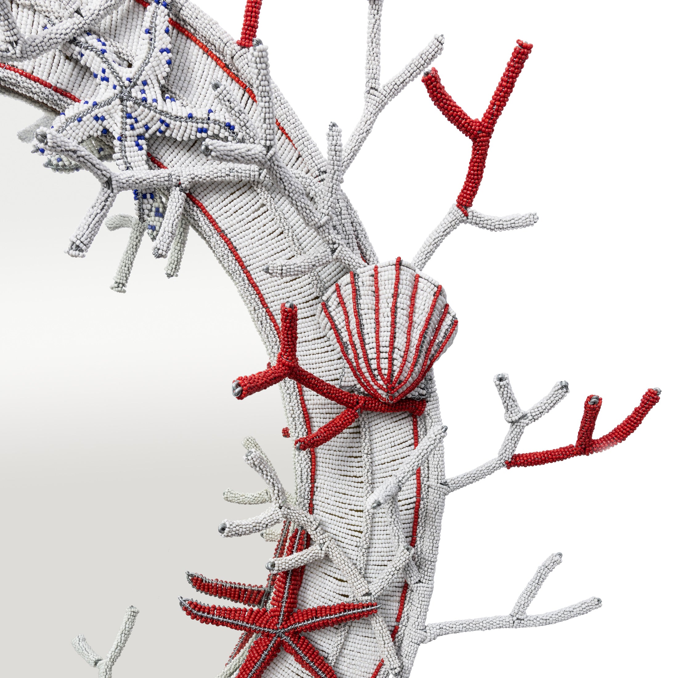 Sea Me Beaded Mirror - White / Red