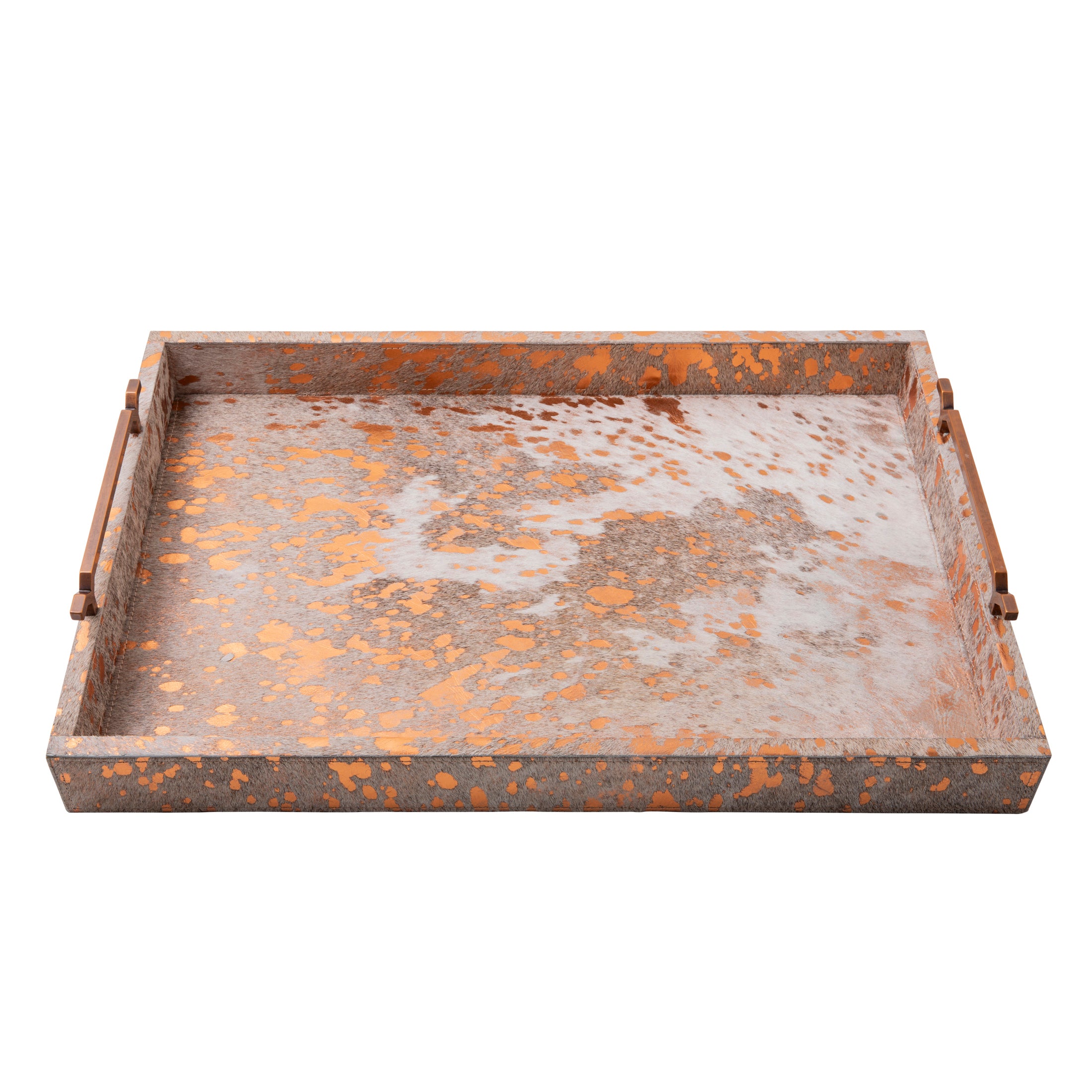 Metallic Copper Cow Hide Tray - Large