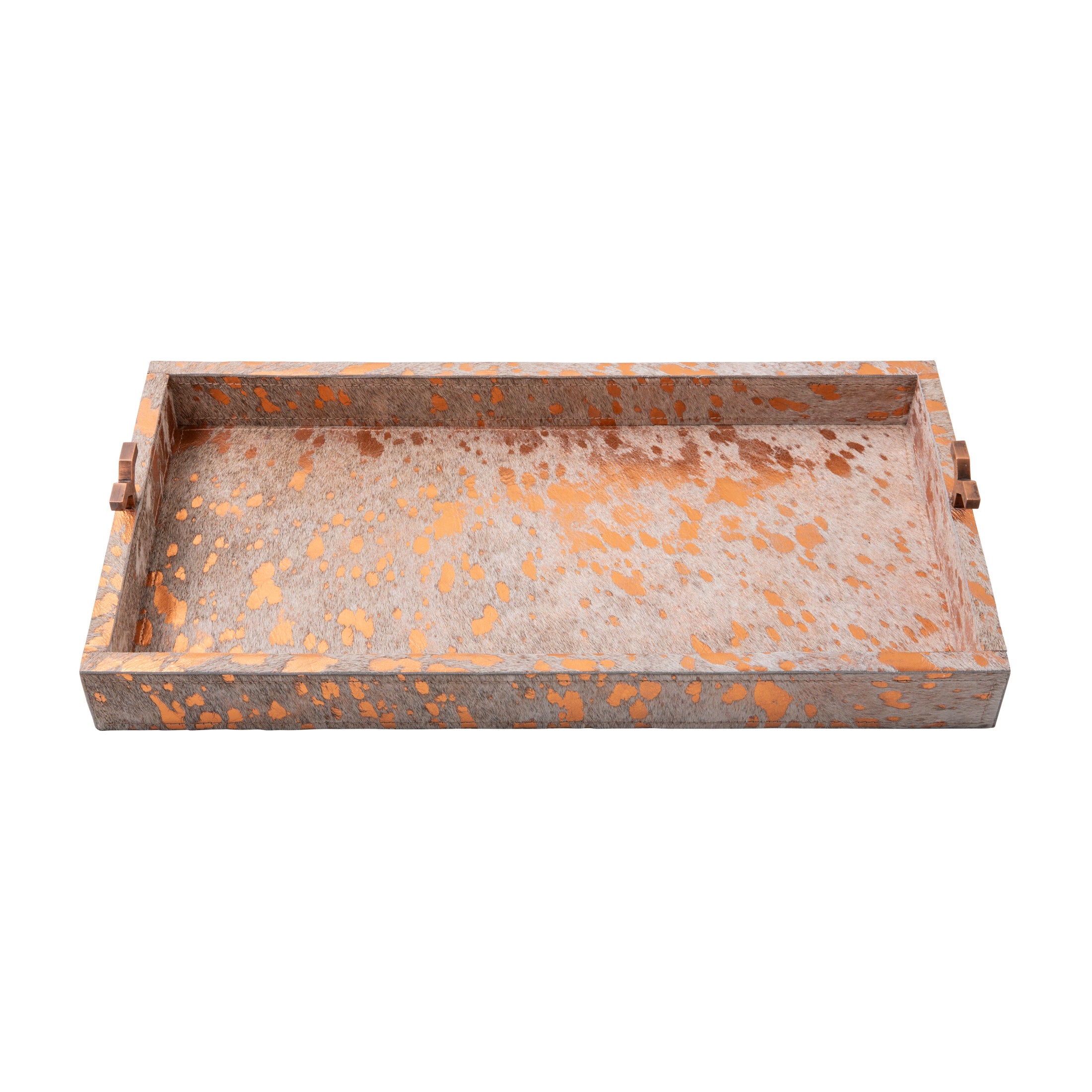 Metallic Copper Cow Hide Tray - Small