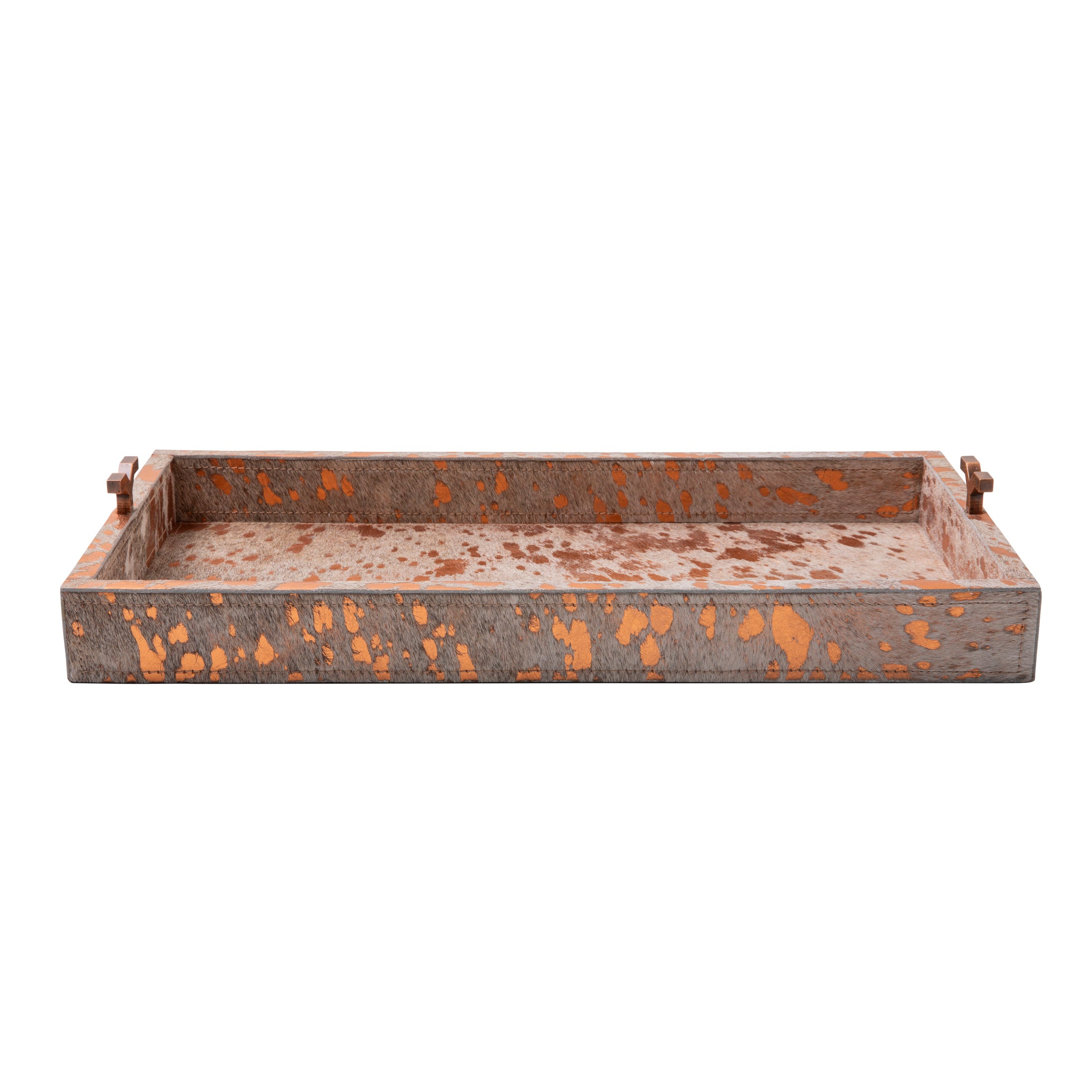 Metallic Copper Cow Hide Tray - Small