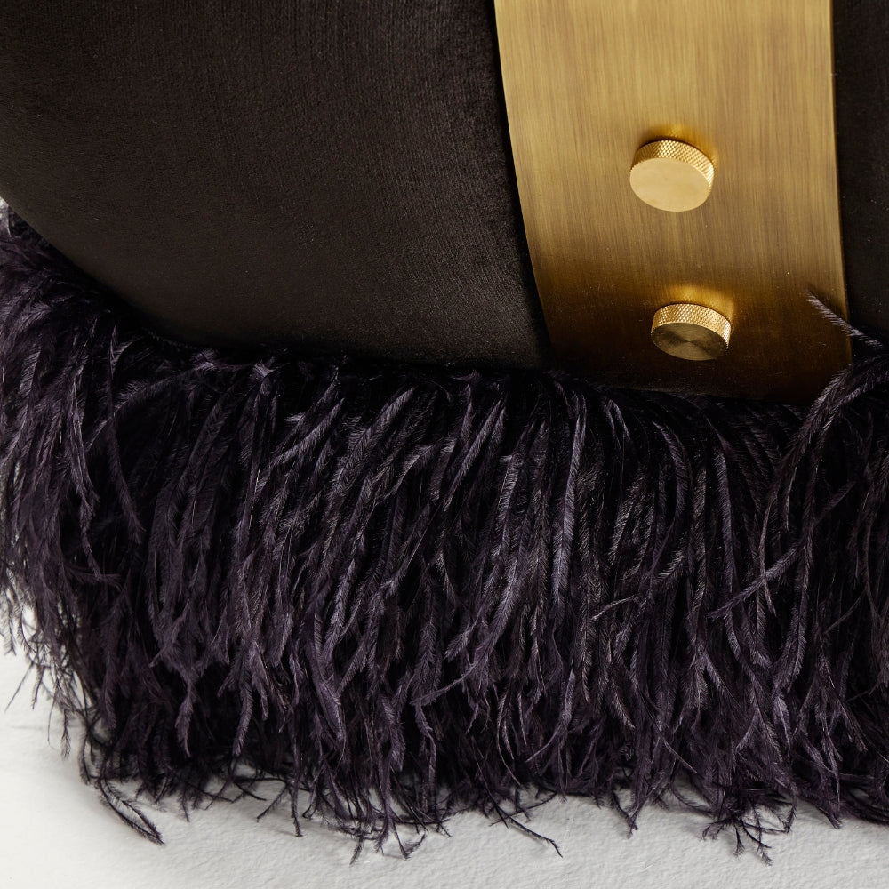 Ostrich Fluff Lounge Chair - Black